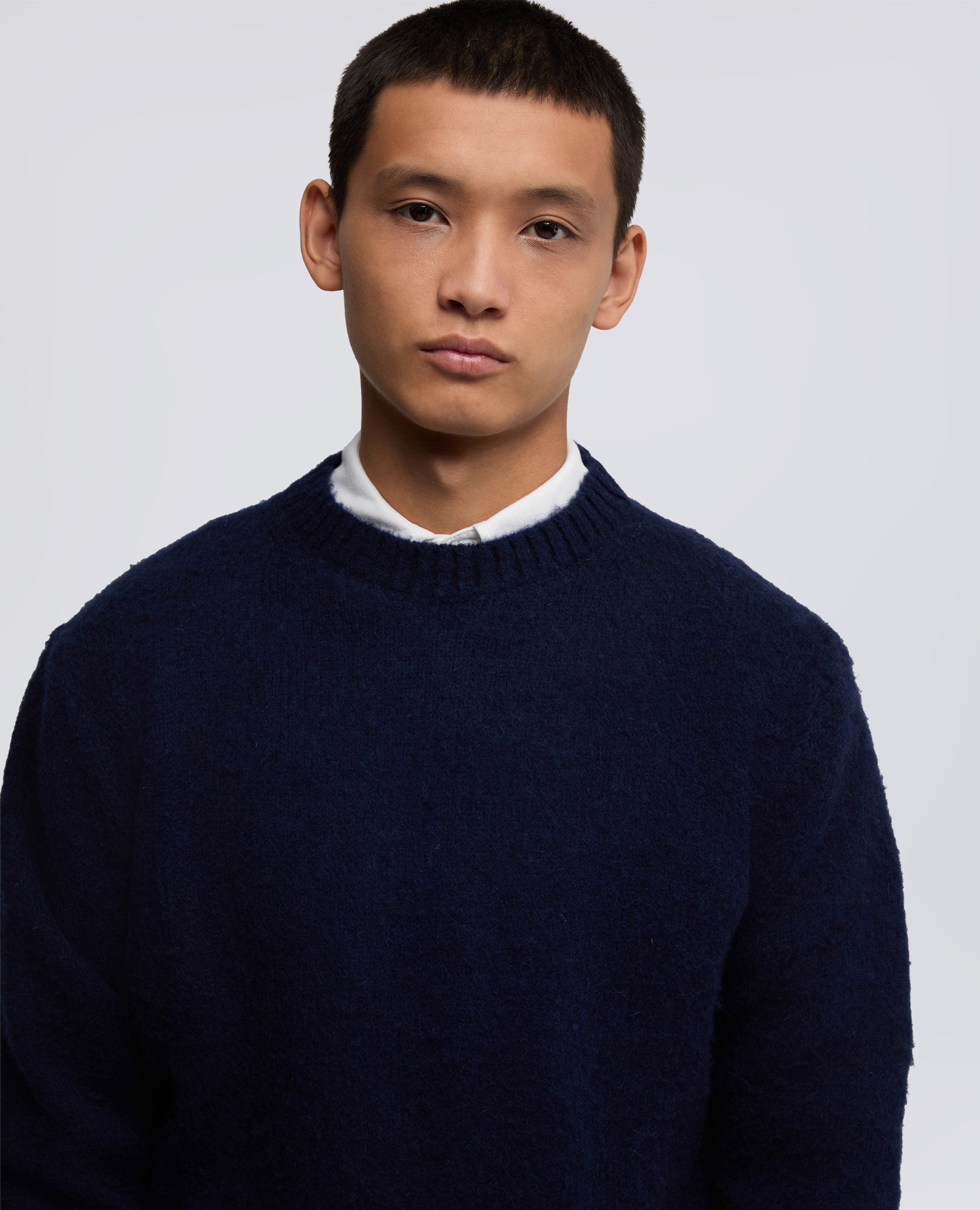 PULL ACOL ROND EN LAINE DES SHETLAND - BLU - ASPESI