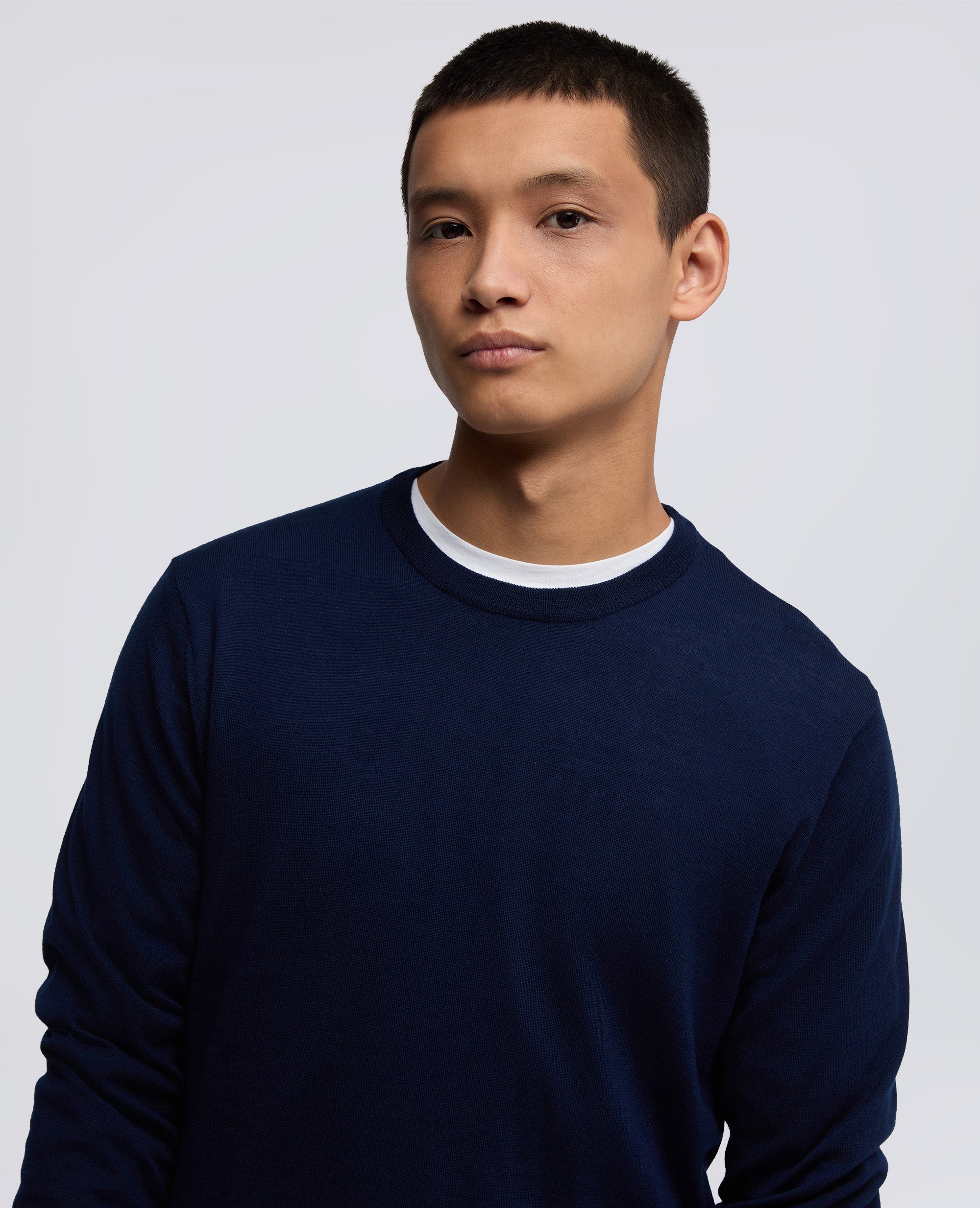 PULL ACOL ROND EN LAINE EN JERSEY - BLU - ASPESI