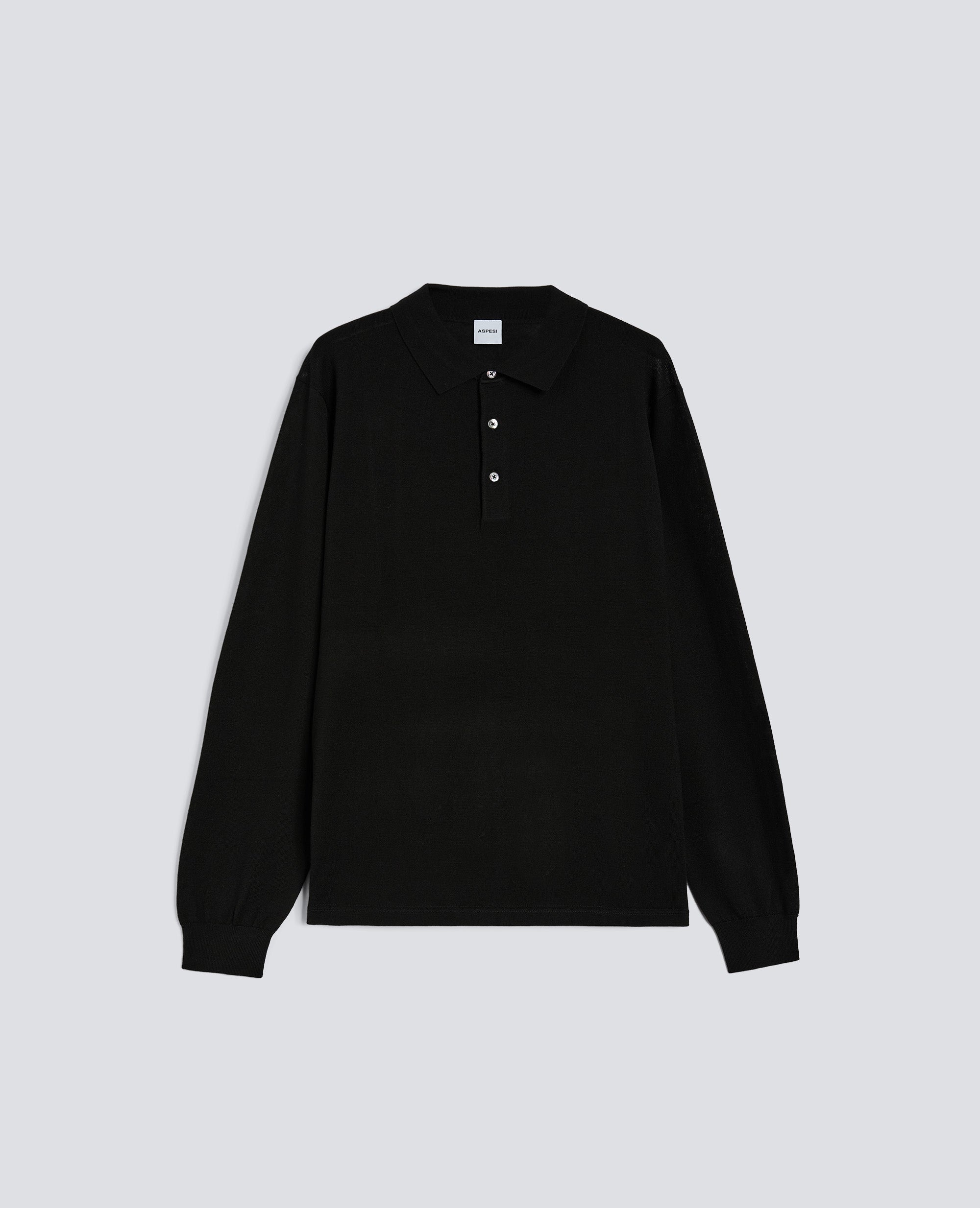 POLO A MANICHE LUNGHE - NERO - ASPESI