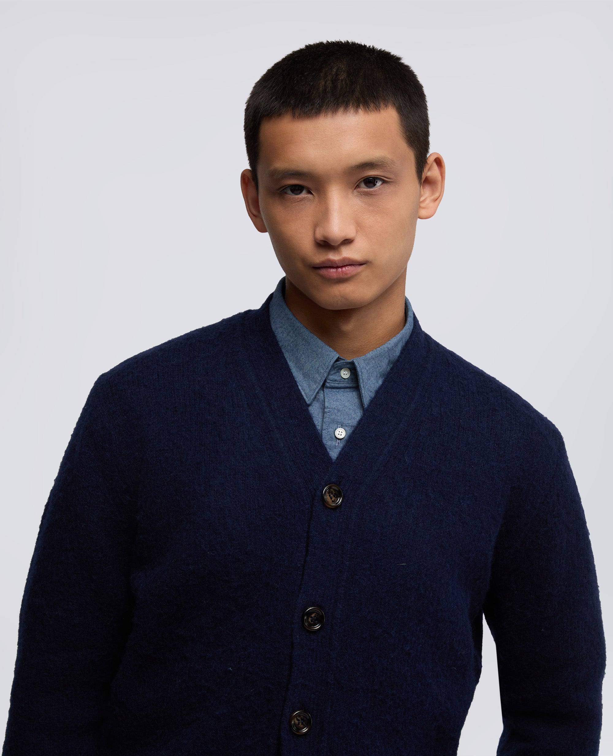 SHETLANDWOLL-STRICKJACKE - BLU - ASPESI