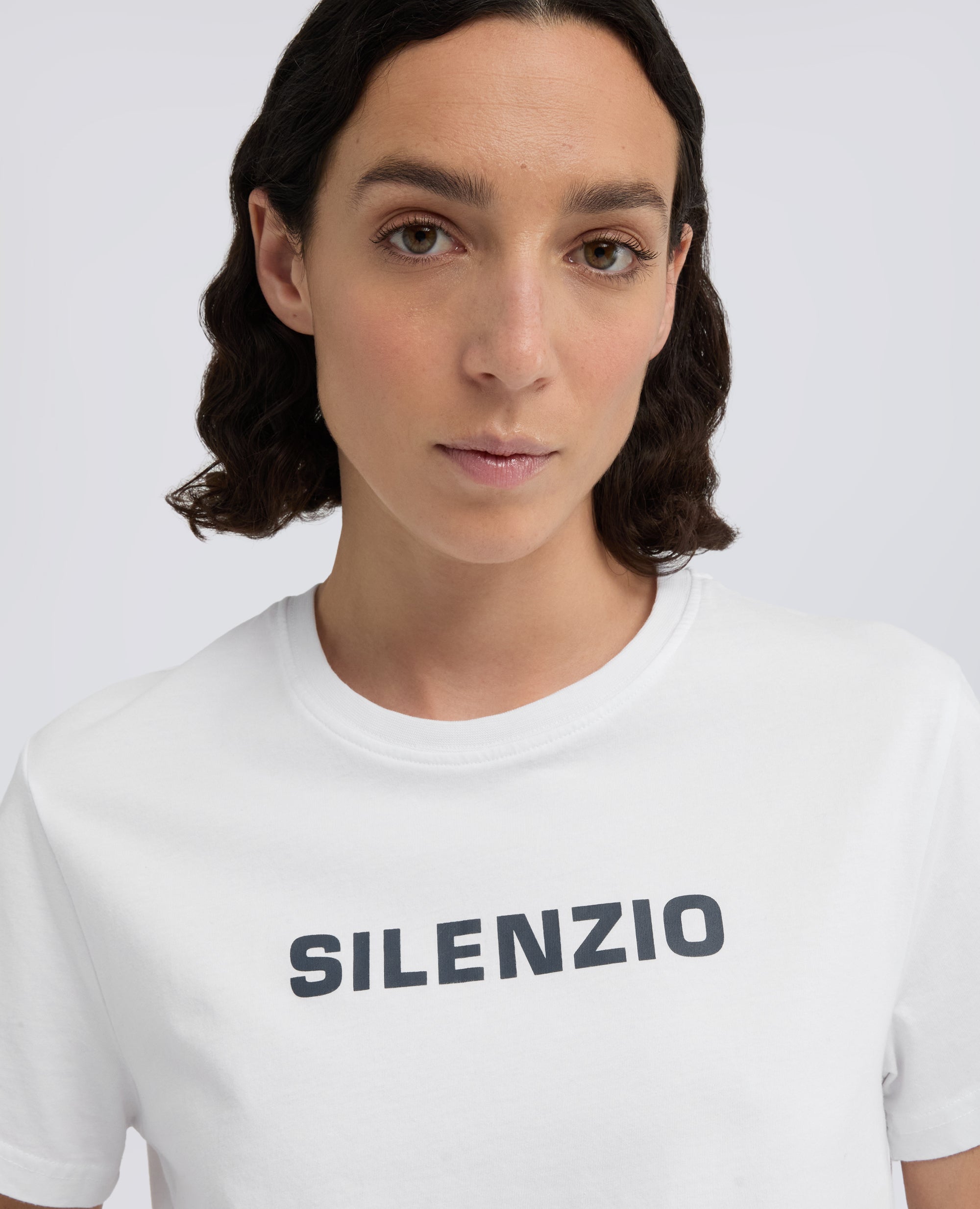 T-SHIRT IN JERSEY DI COTONE CON STAMPA -SILENZIO- - BIANCO - ASPESI