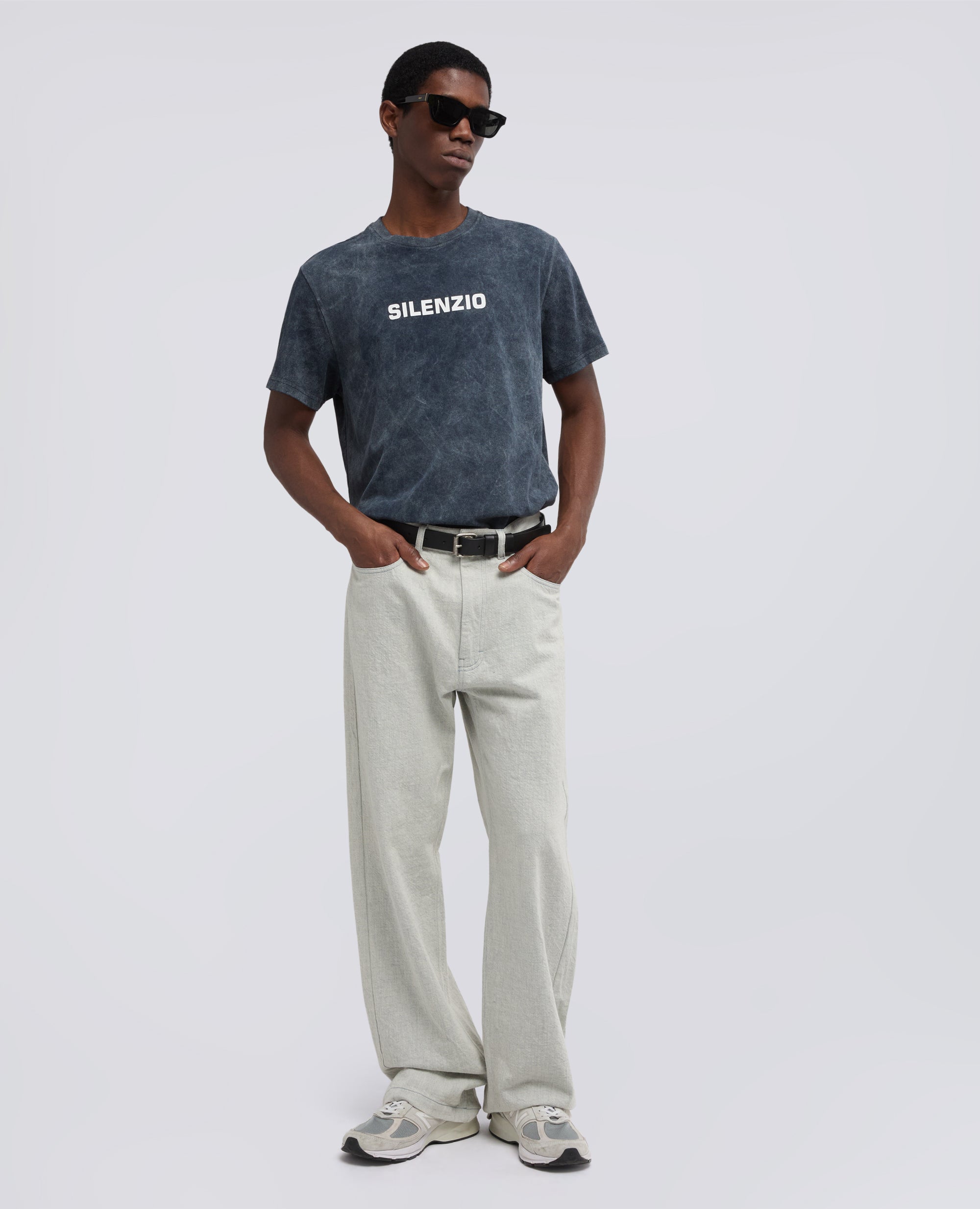T-SHIRT -SILENZIO- IN JERSEY DI COTONE SHADY EFFECT - BLU - ASPESI