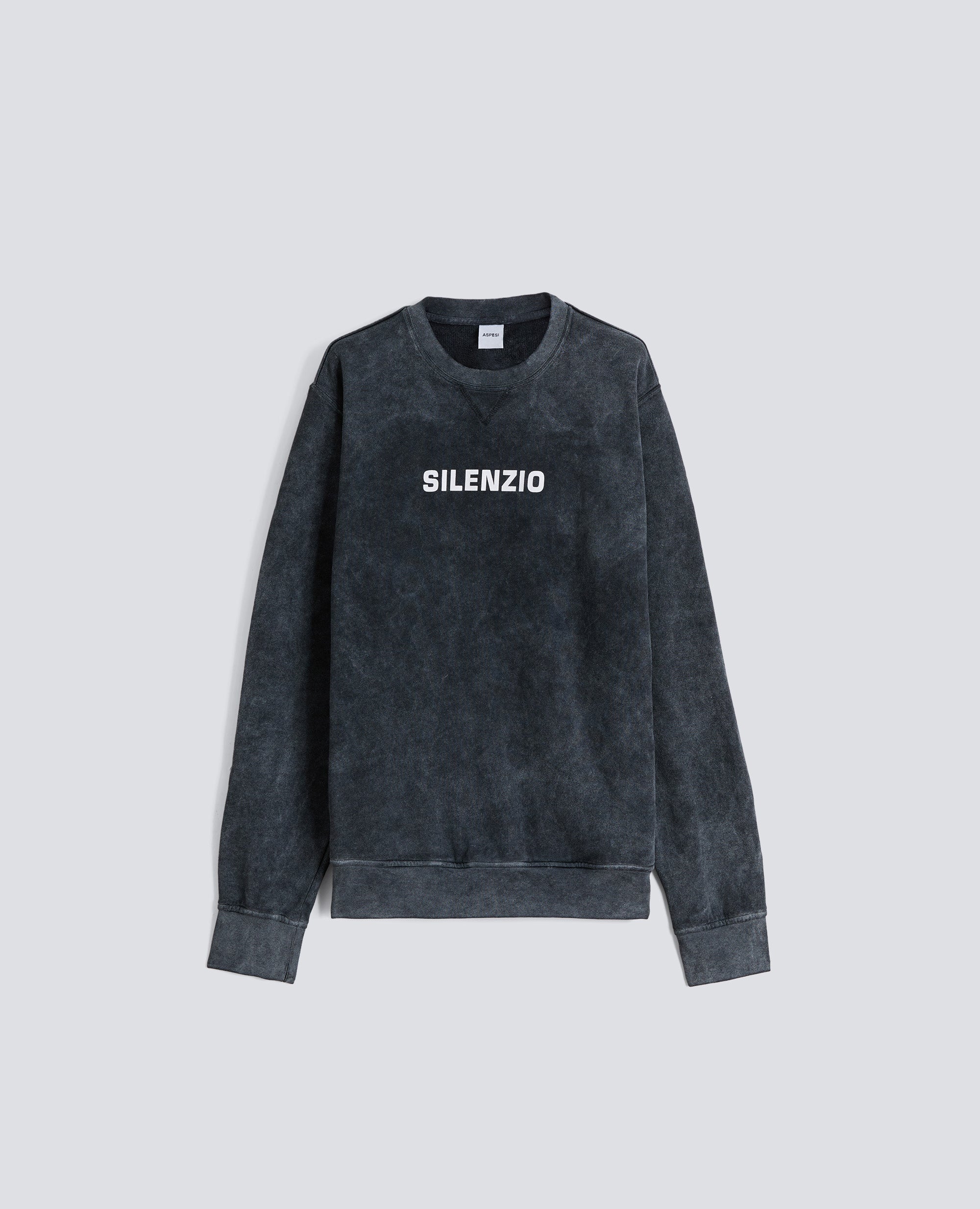 FELPA GARZATA -SILENZIO- SHADY EFFECT IN COTONE - NERO - ASPESI