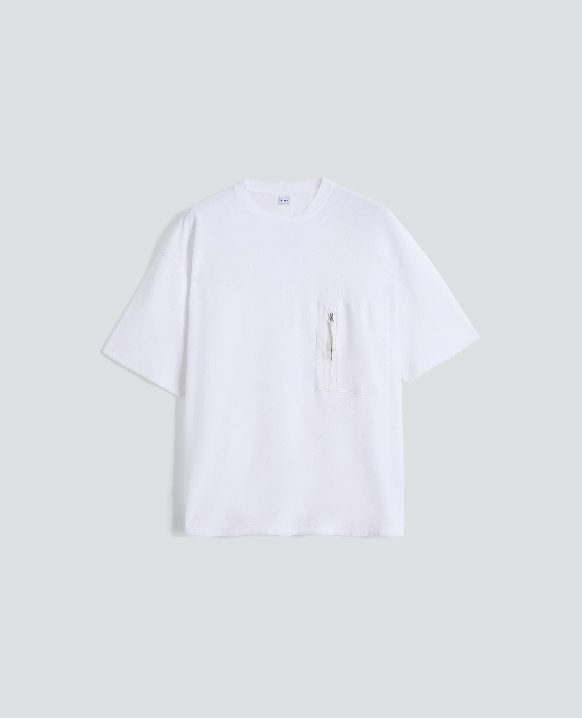 T-SHIRT IN SPUGNA DI COTONE CON TASCHINO - BIANCO - ASPESI