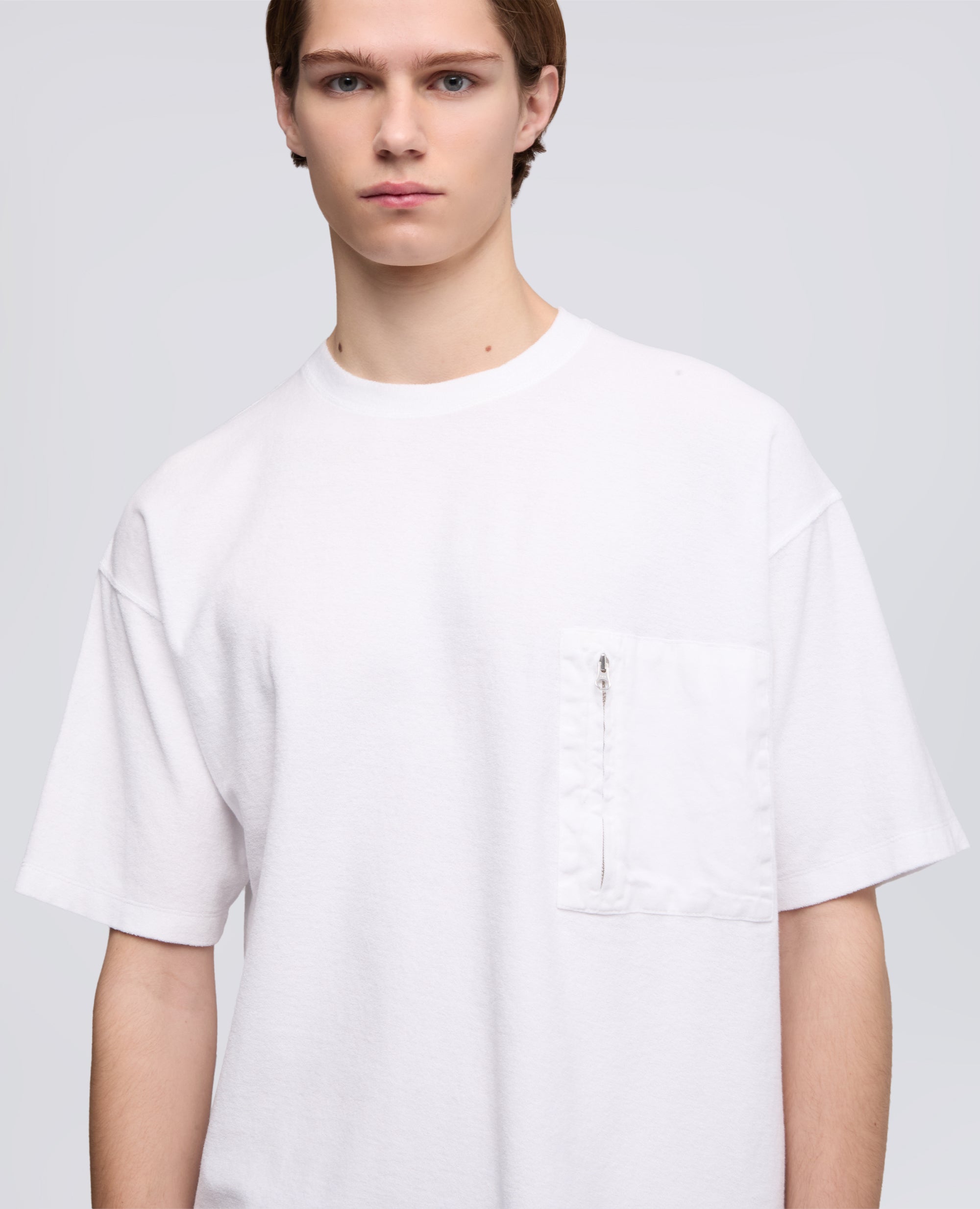 T-SHIRT IN SPUGNA DI COTONE CON TASCHINO - BIANCO - ASPESI