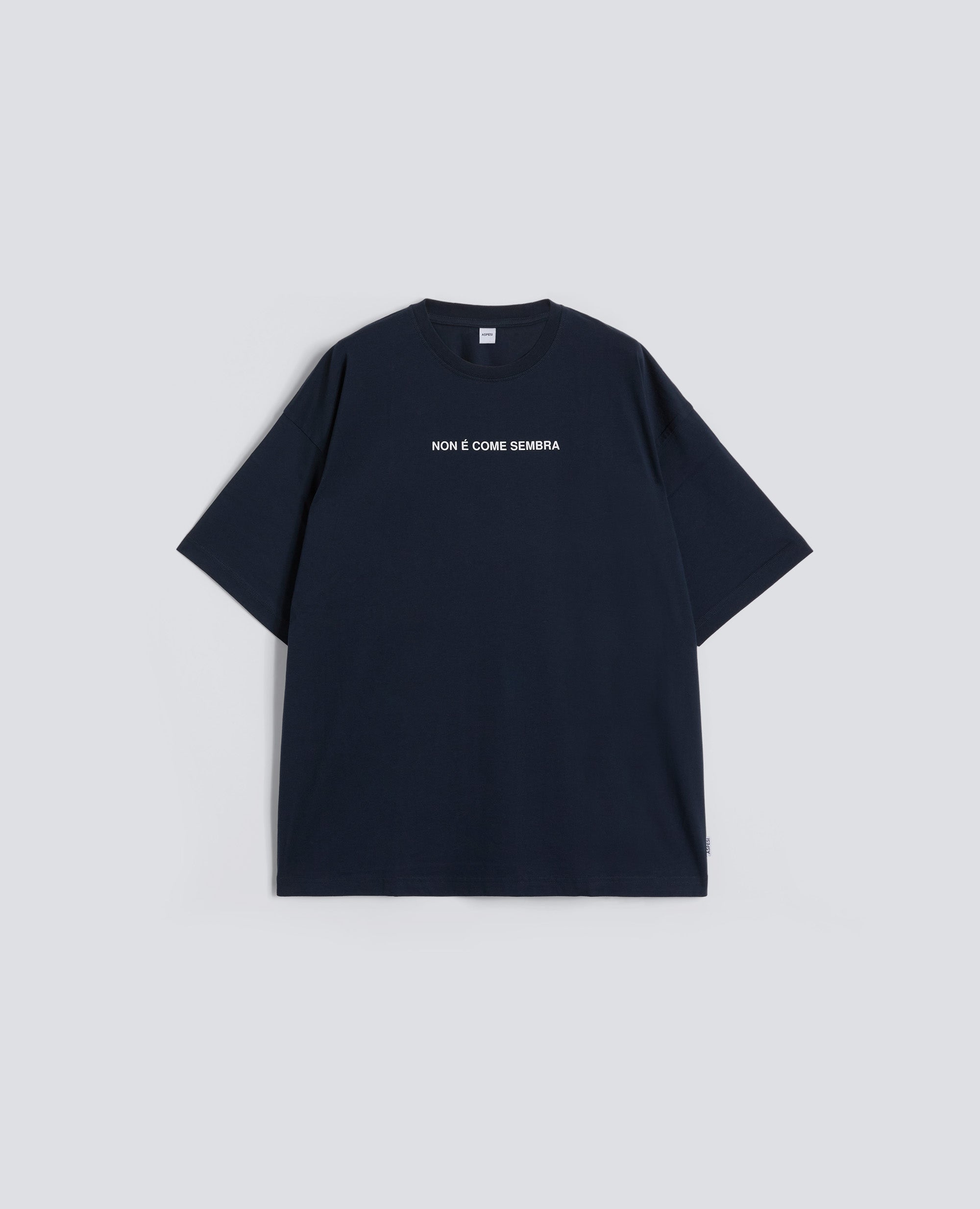 T-SHIRT IN JERSEY DI COTONE CON STAMPA -NON E COME SEMBRA- - BLU - ASPESI