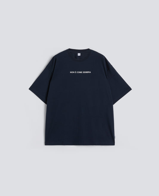 T-SHIRT IN JERSEY DI COTONE CON STAMPA -NON E COME SEMBRA- - BLU - ASPESI