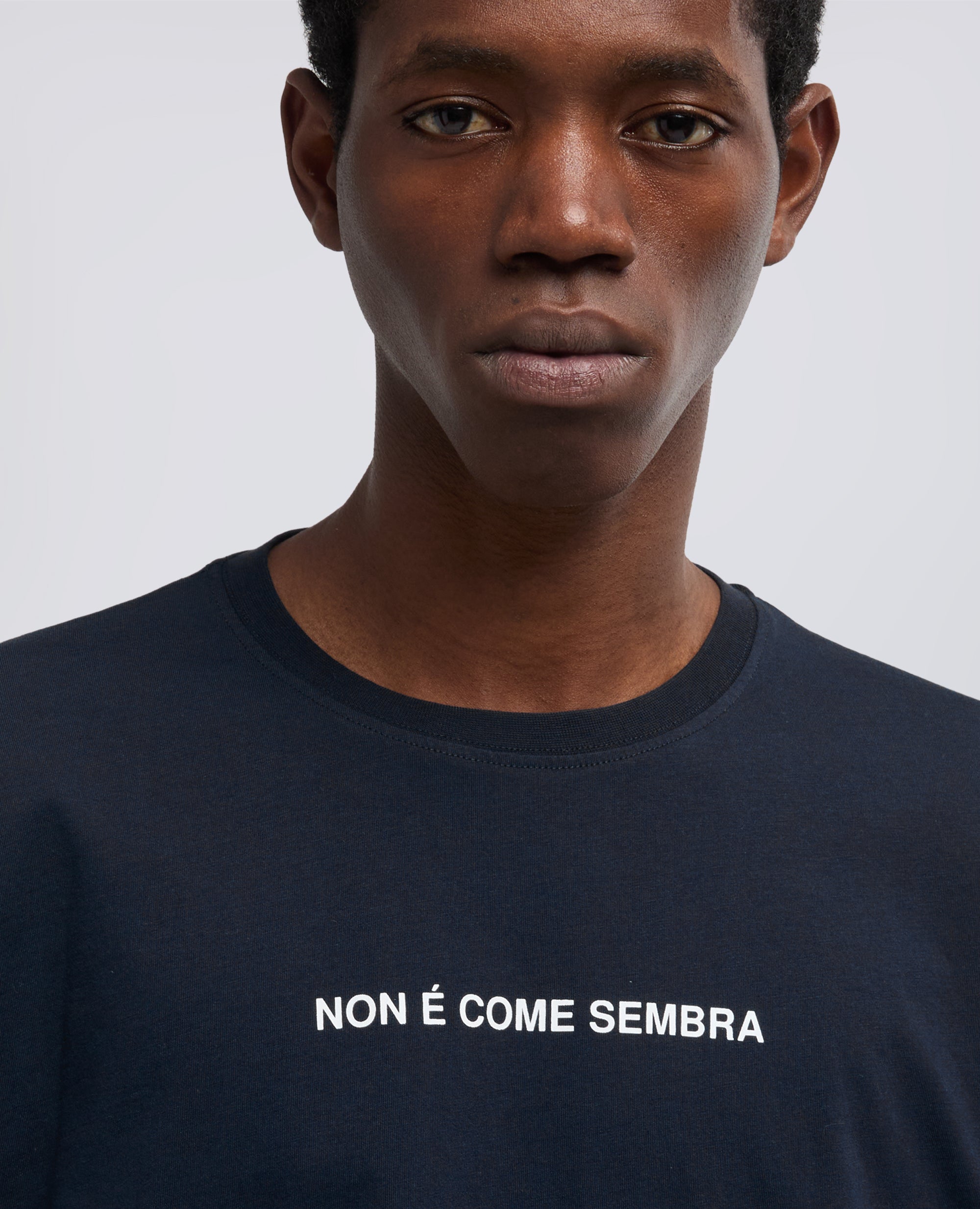 T-SHIRT IN JERSEY DI COTONE CON STAMPA -NON E COME SEMBRA- - BLU - ASPESI