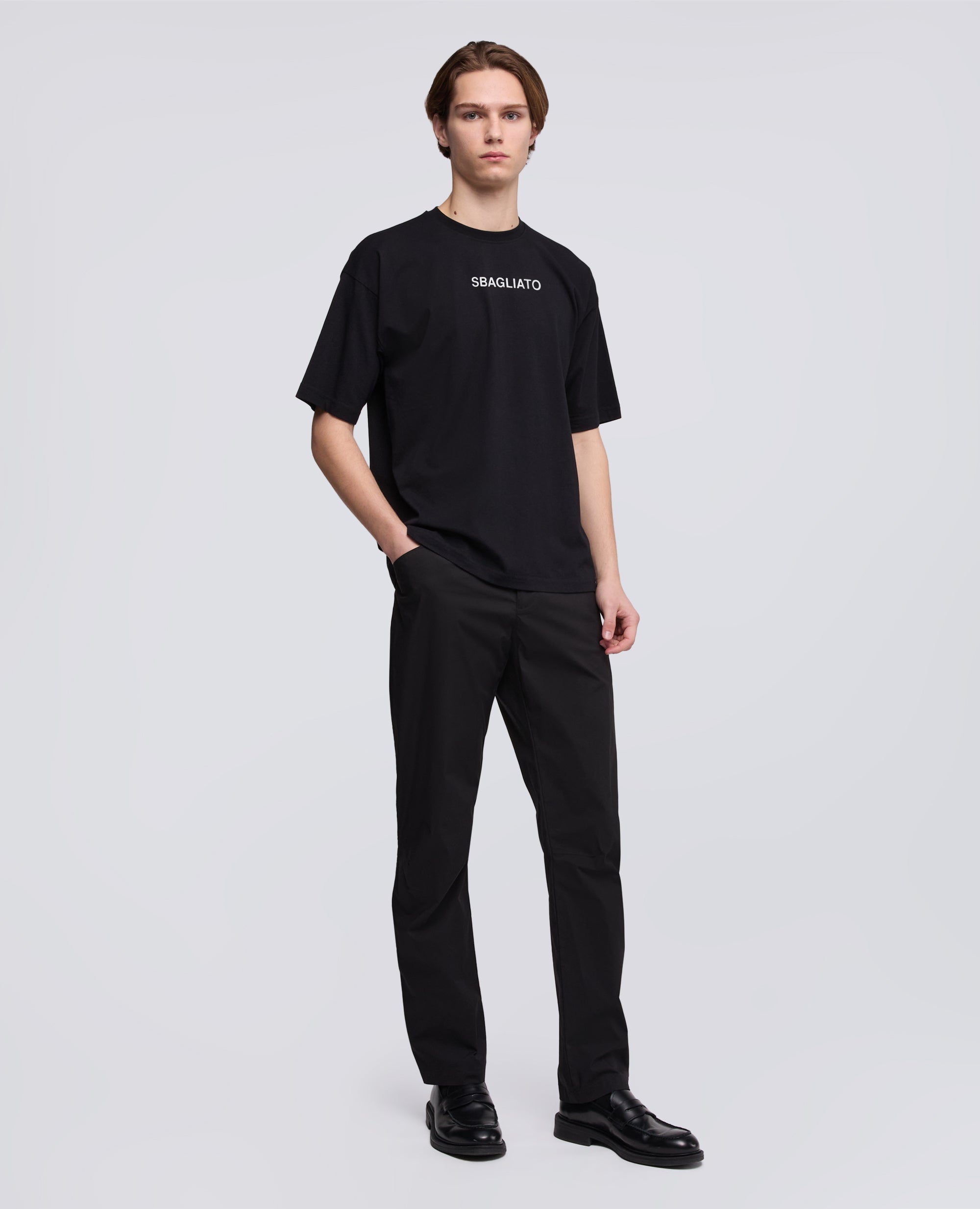 T-SHIRT IN JERSEY DI COTONE CON STAMPA -SBAGLIATO- - NERO - ASPESI