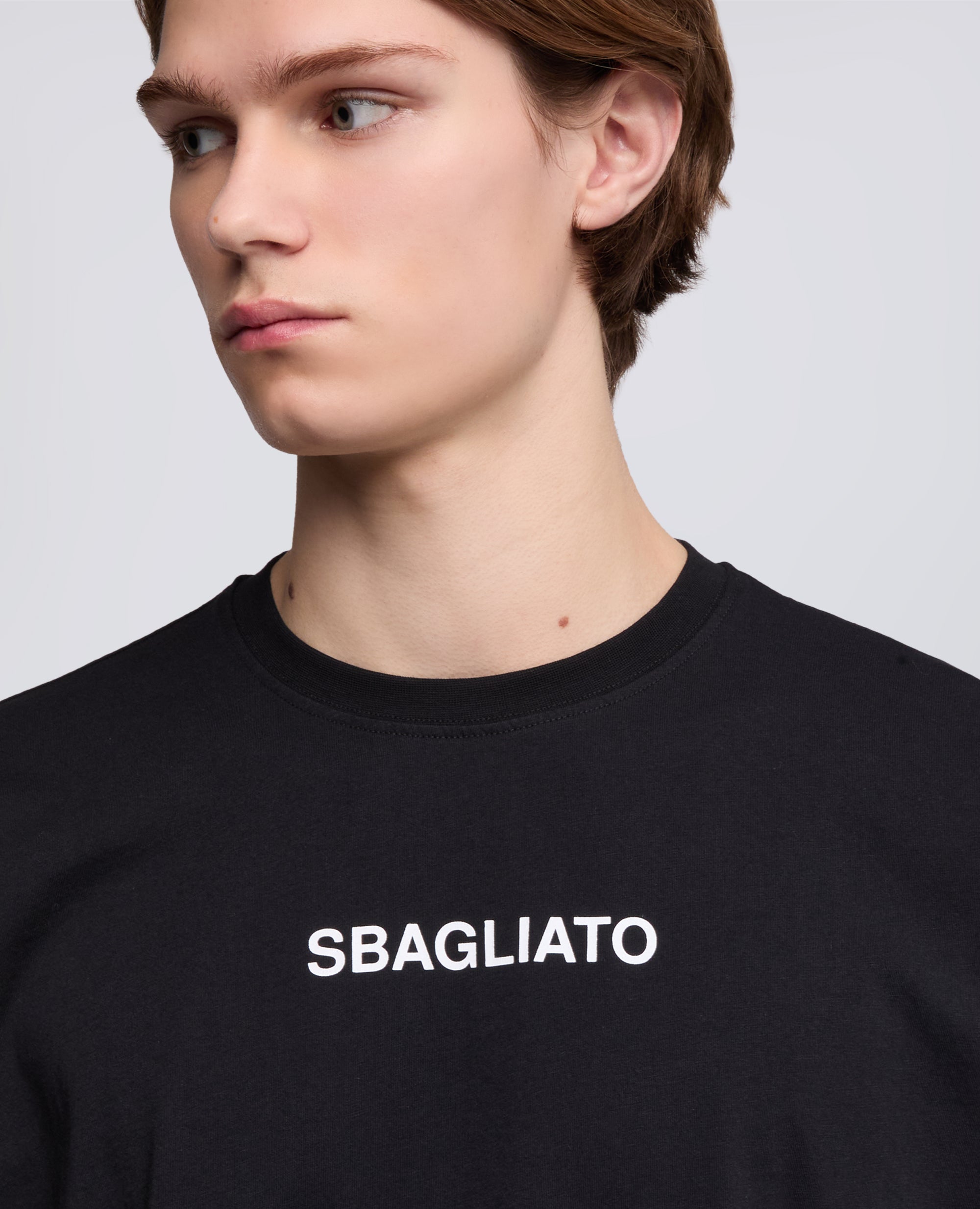 T-SHIRT IN JERSEY DI COTONE CON STAMPA -SBAGLIATO- - NERO - ASPESI