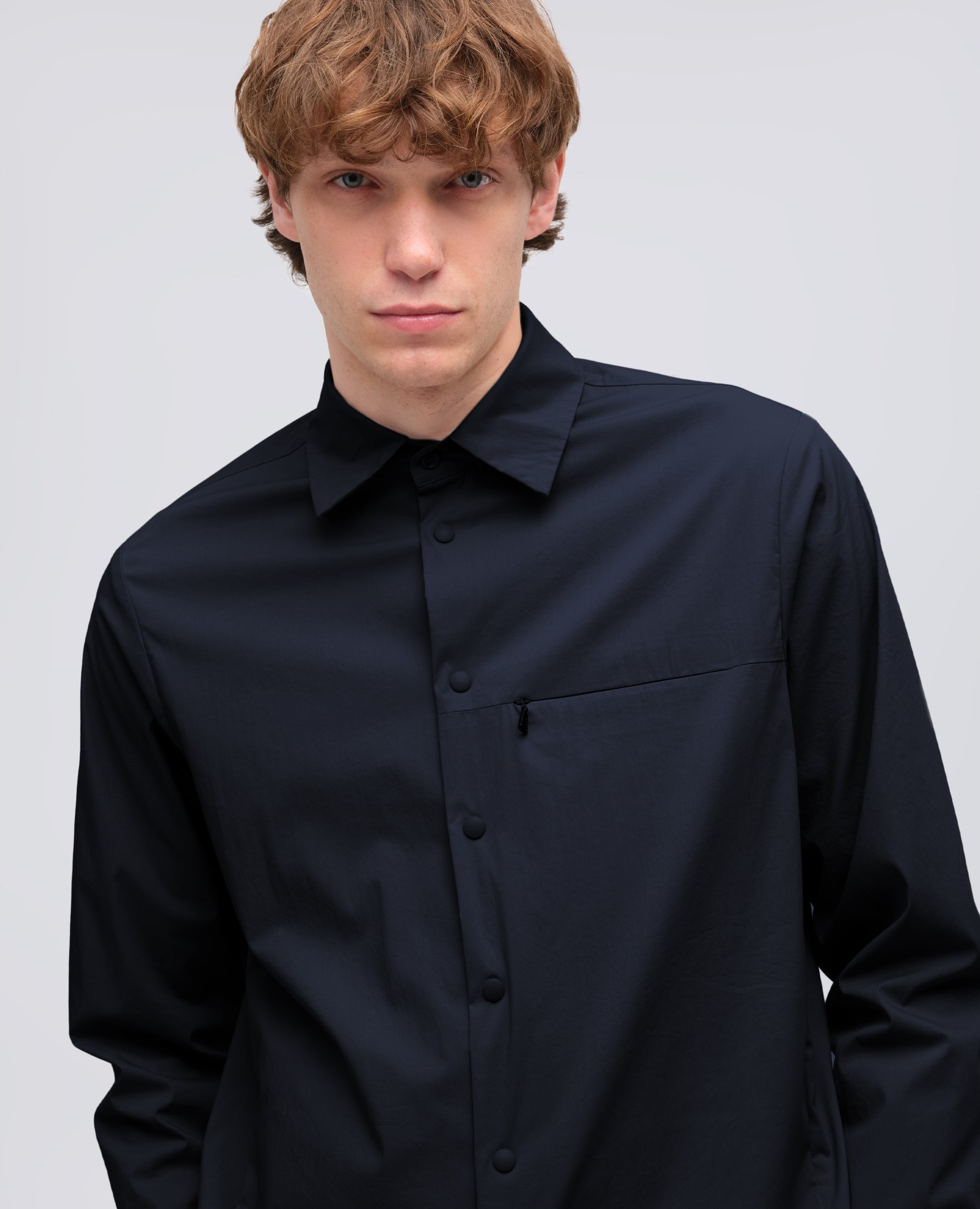 CAMICIA IN POPELINE COTONE-NYLON STRETCH - BLU - ASPESI