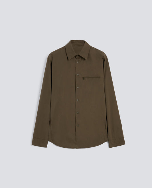 CAMICIA IN POPELINE COTONE-NYLON STRETCH - VERDE - ASPESI