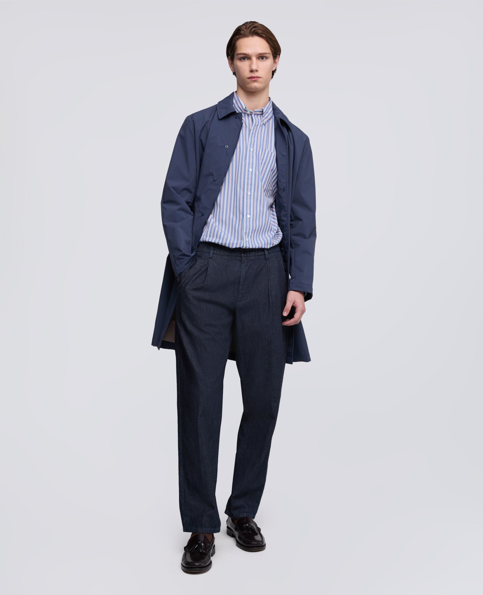 CAMICIA IN POPELINE DI COTONE OXFORD CON COLLO BUTTON DOWN - BLU - ASPESI