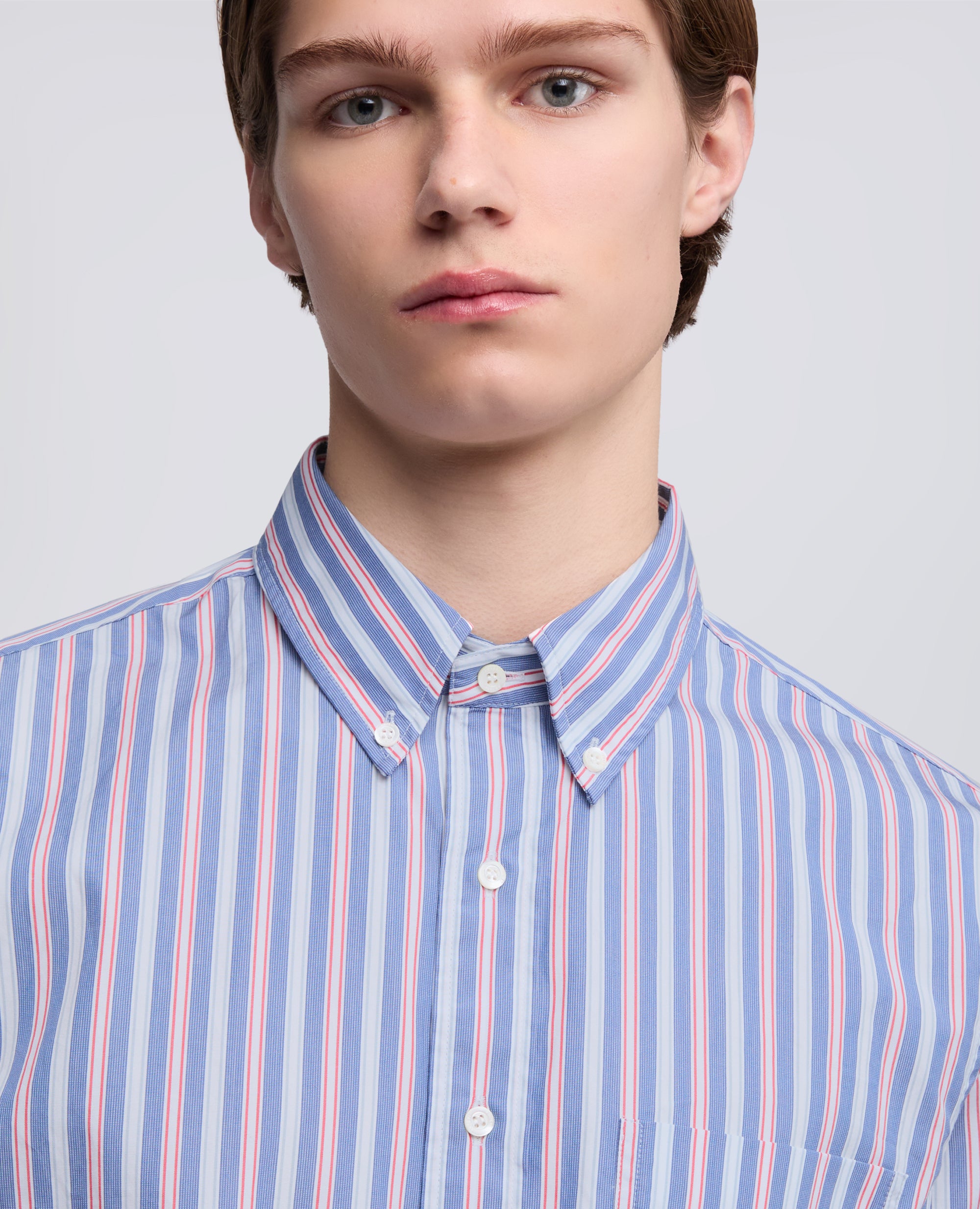 CAMICIA IN POPELINE DI COTONE OXFORD CON COLLO BUTTON DOWN - BLU - ASPESI