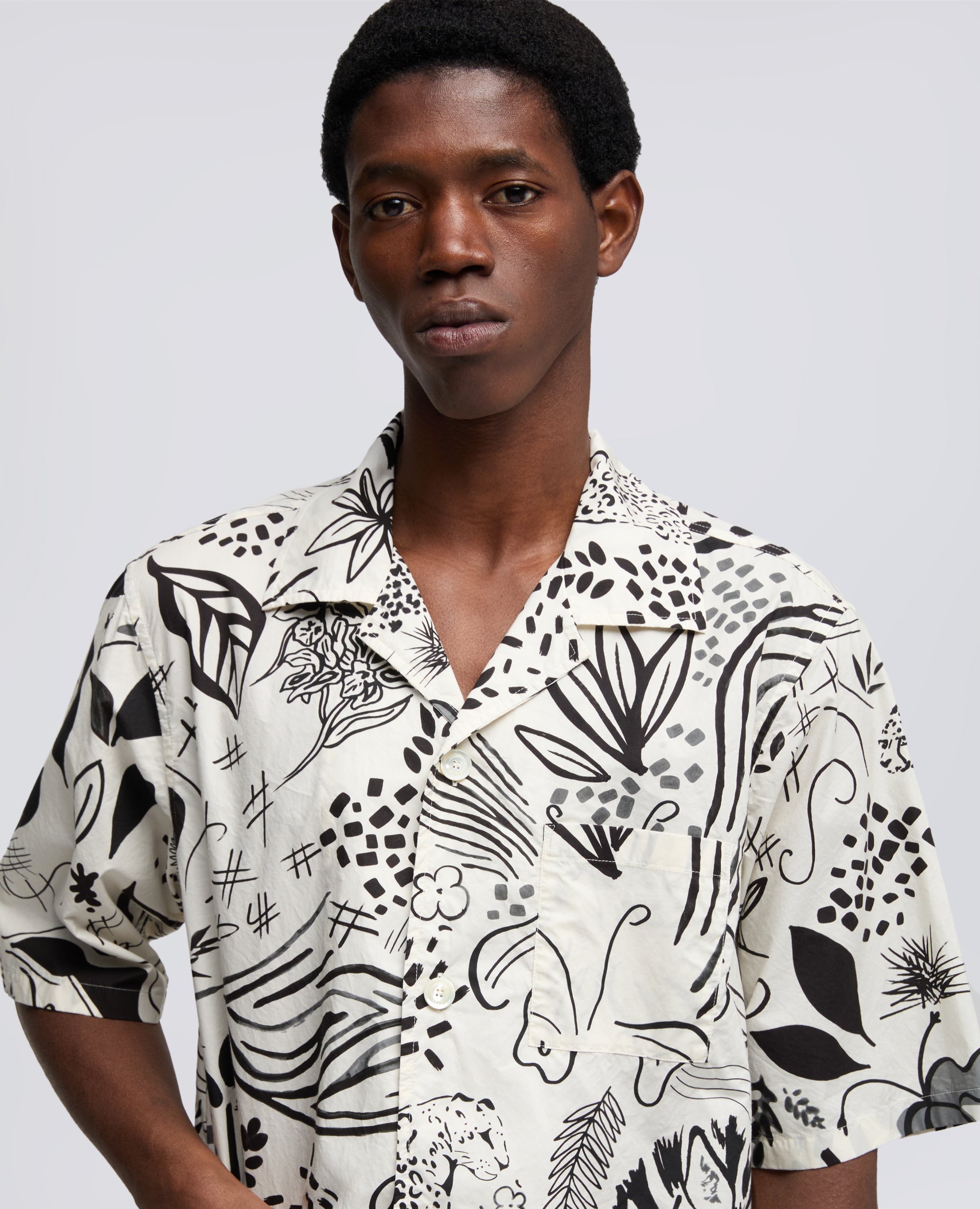 CAMICIA A MANICHE CORTE IN POPELINE DI COTONE - NATURALE - ASPESI