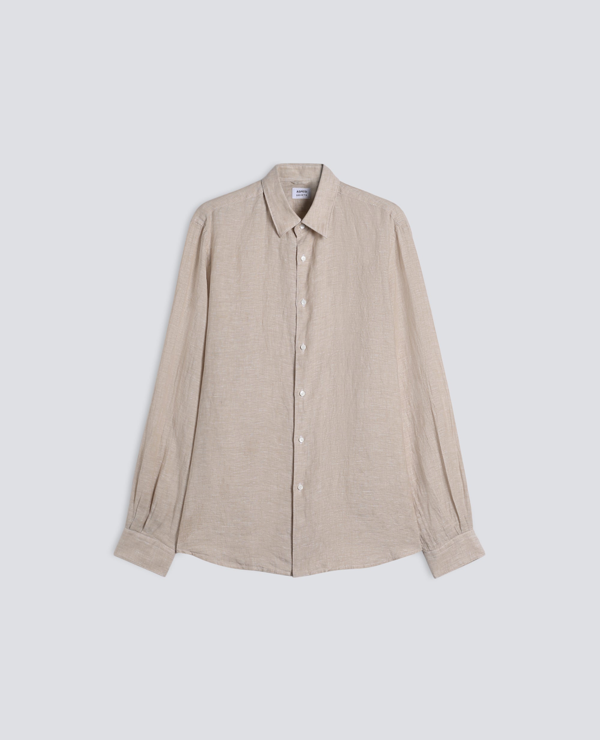 COMMAHEMD AUS VERBLASSTEM LEINEN - BEIGE - ASPESI