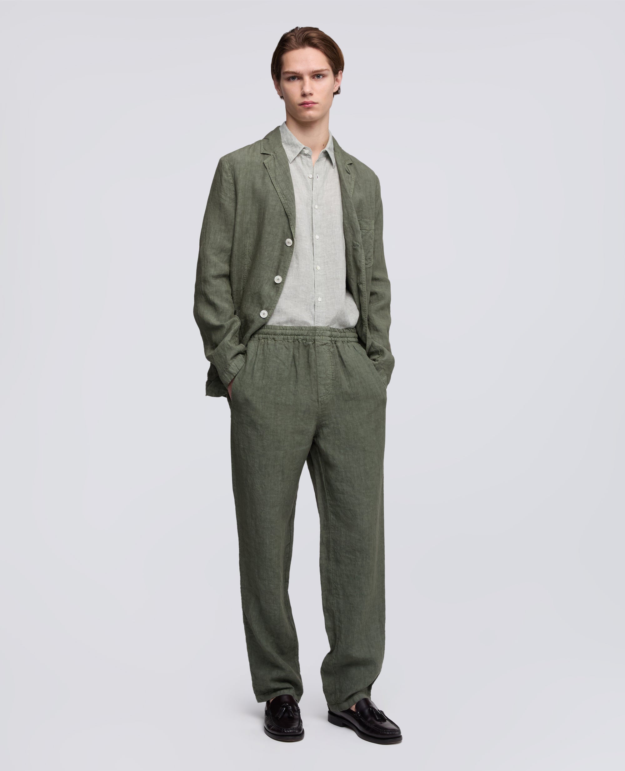 CAMICIA COMMA IN LINO DELAVE - VERDE - ASPESI