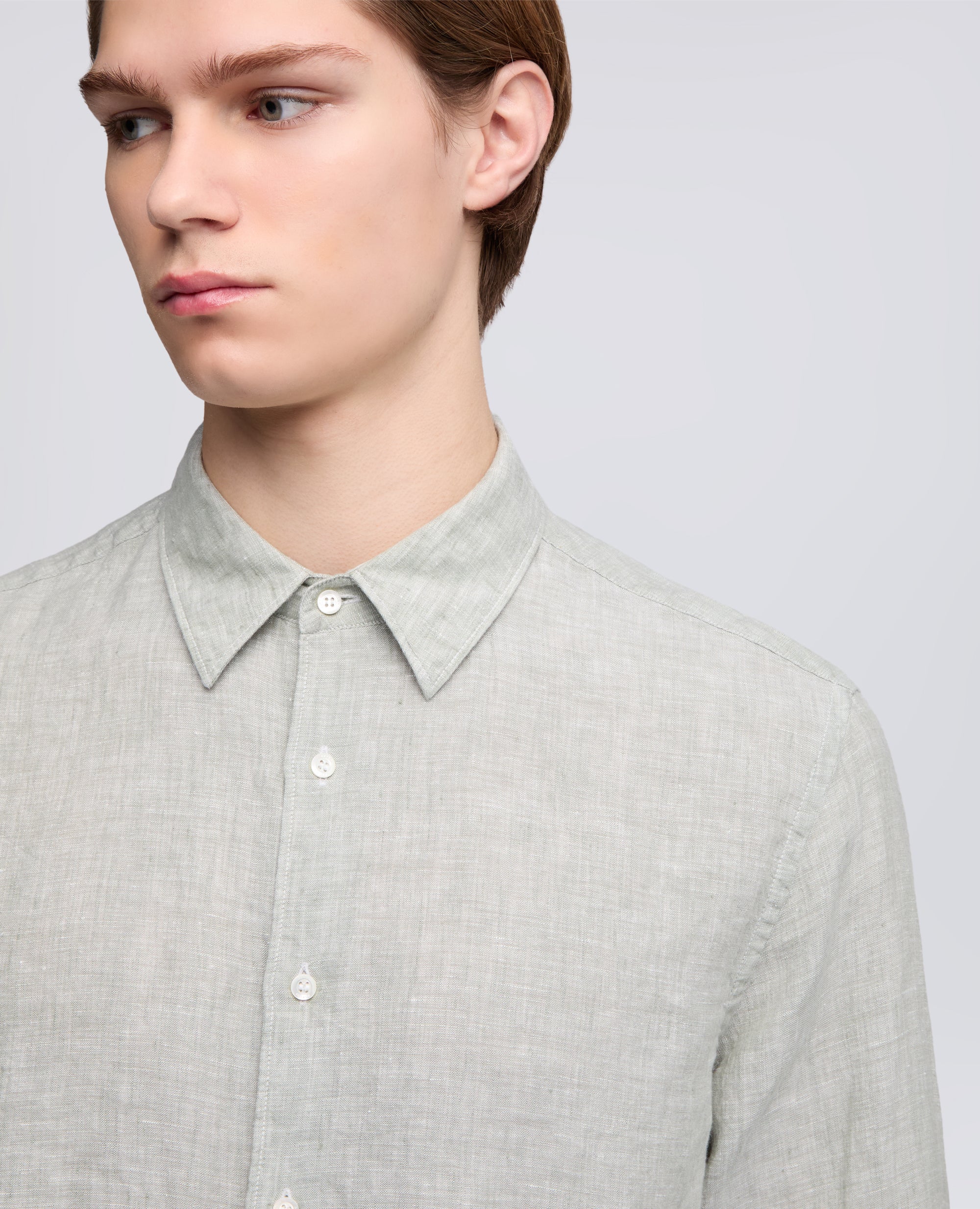 CAMICIA COMMA IN LINO DELAVE - VERDE - ASPESI
