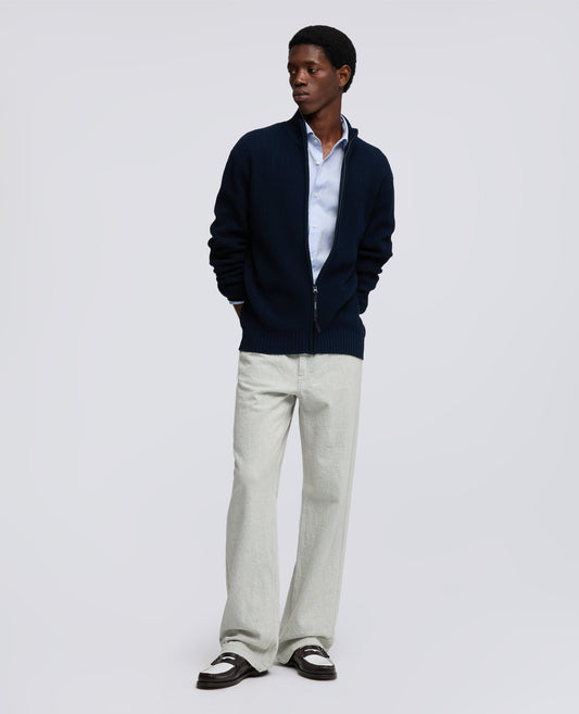 CAMICIA IN PIN POINT DI COTONE CON COLLO FRANCESE - AZZURRO - ASPESI