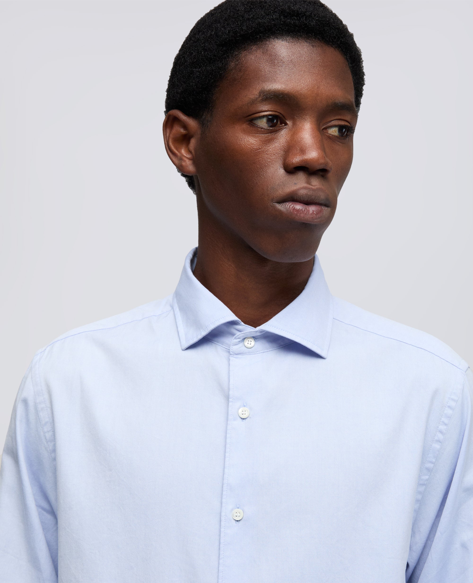 CAMICIA IN PIN POINT DI COTONE CON COLLO FRANCESE - AZZURRO - ASPESI