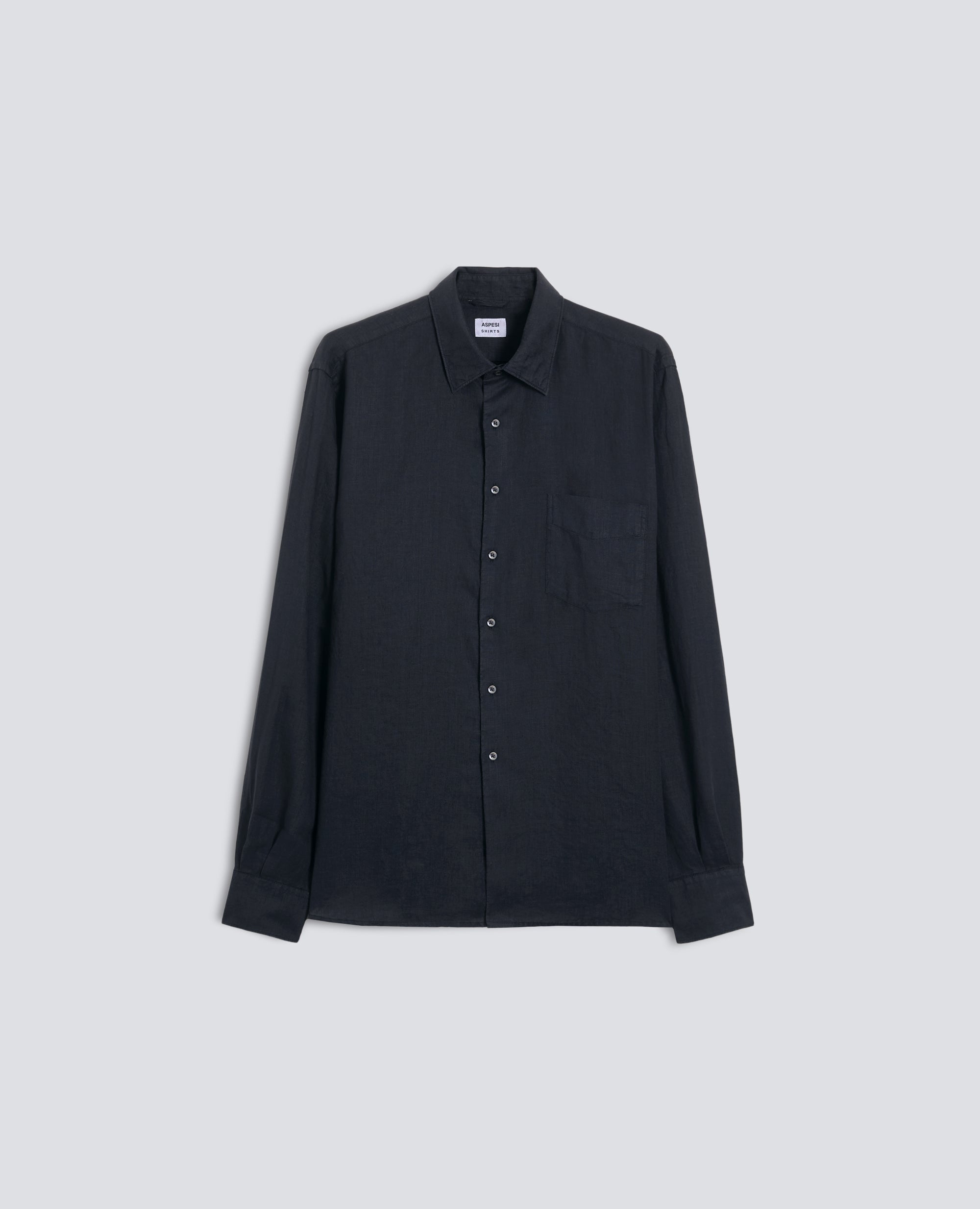 CAMICIA IN LINO LEGGERO CON TASCHINO - BLU - ASPESI