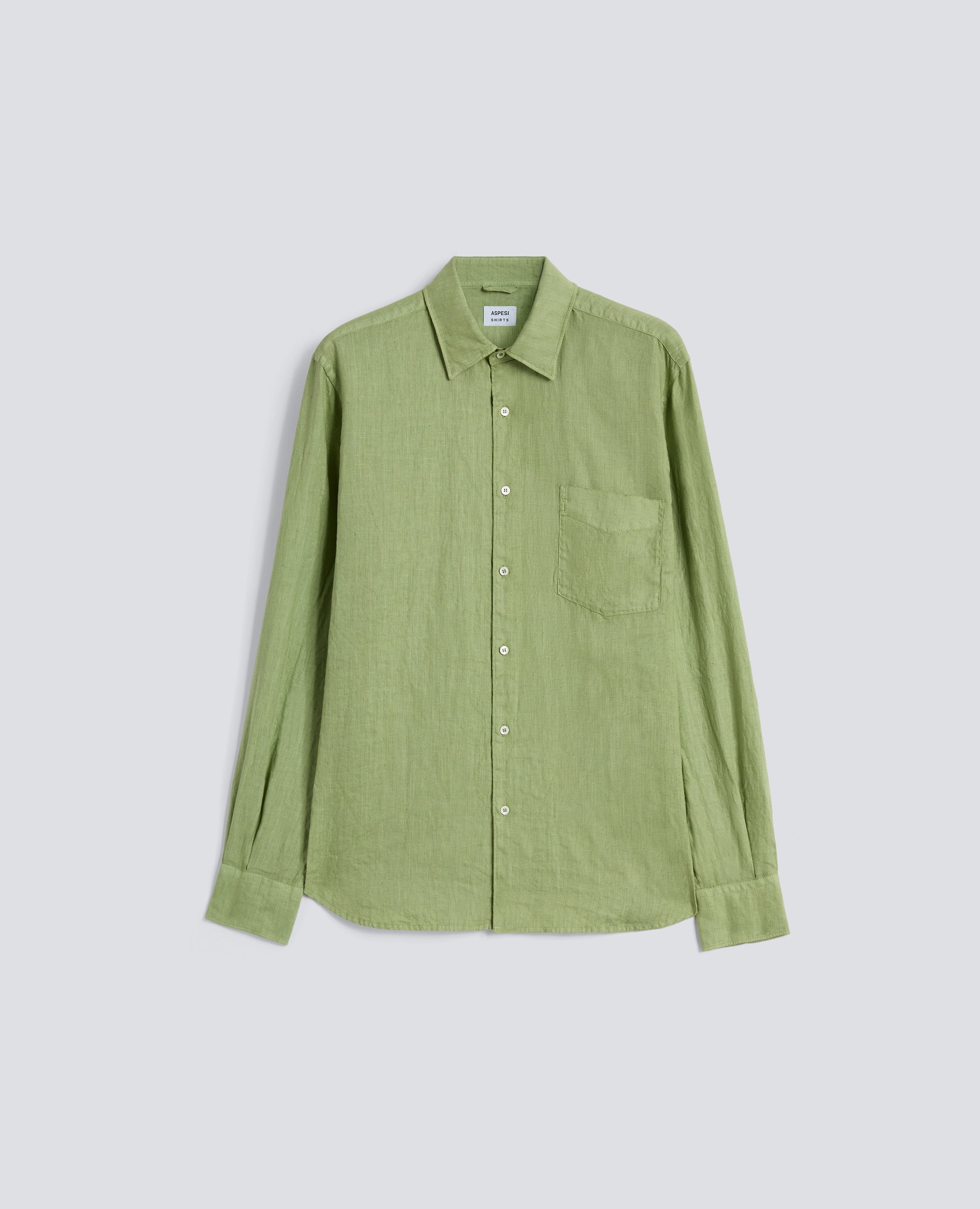 CAMICIA IN LINO LEGGERO CON TASCHINO - VERDE - ASPESI