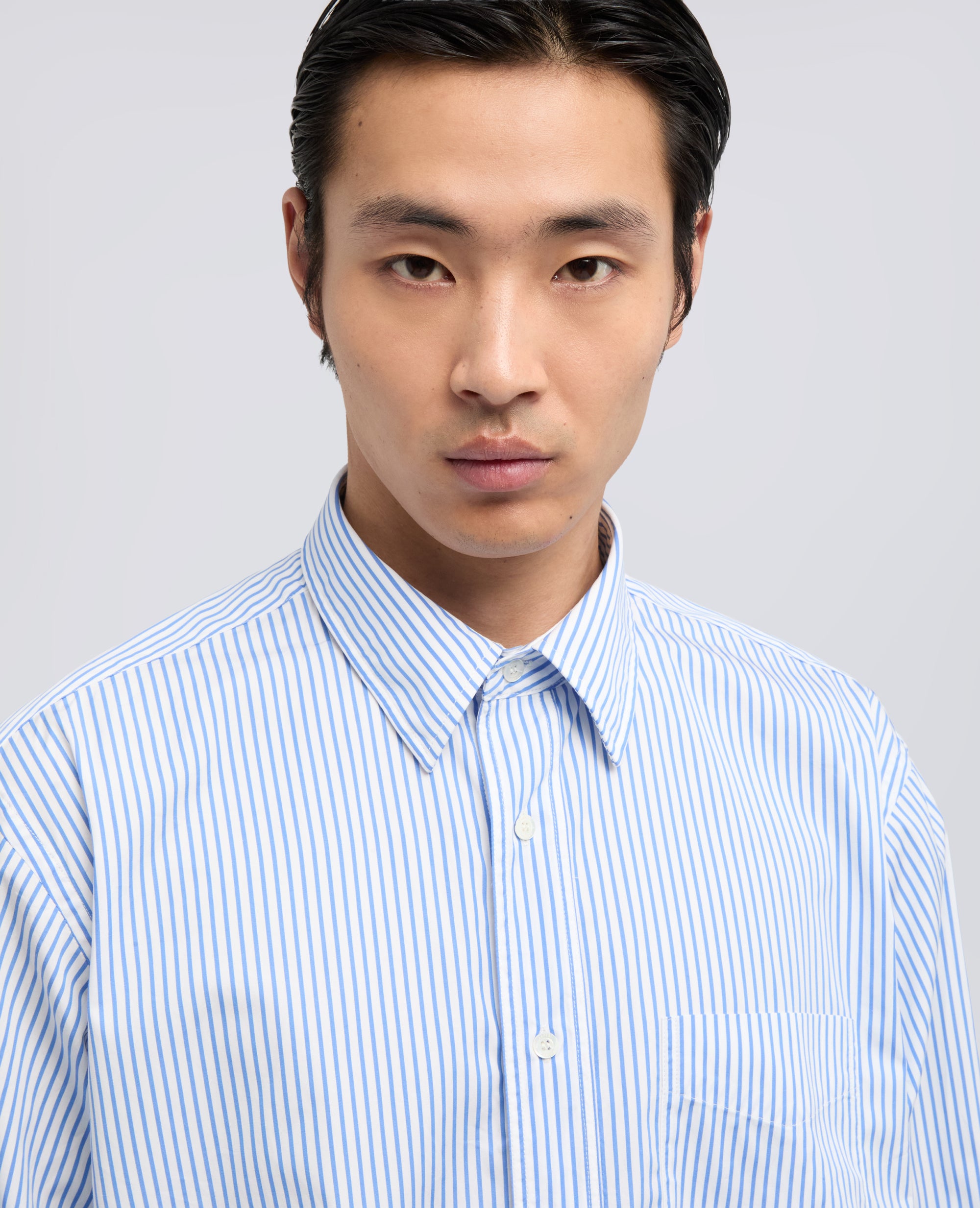CAMICIA IN POPELINE DI COTONE GIAPPONESE - AZZURRO - ASPESI