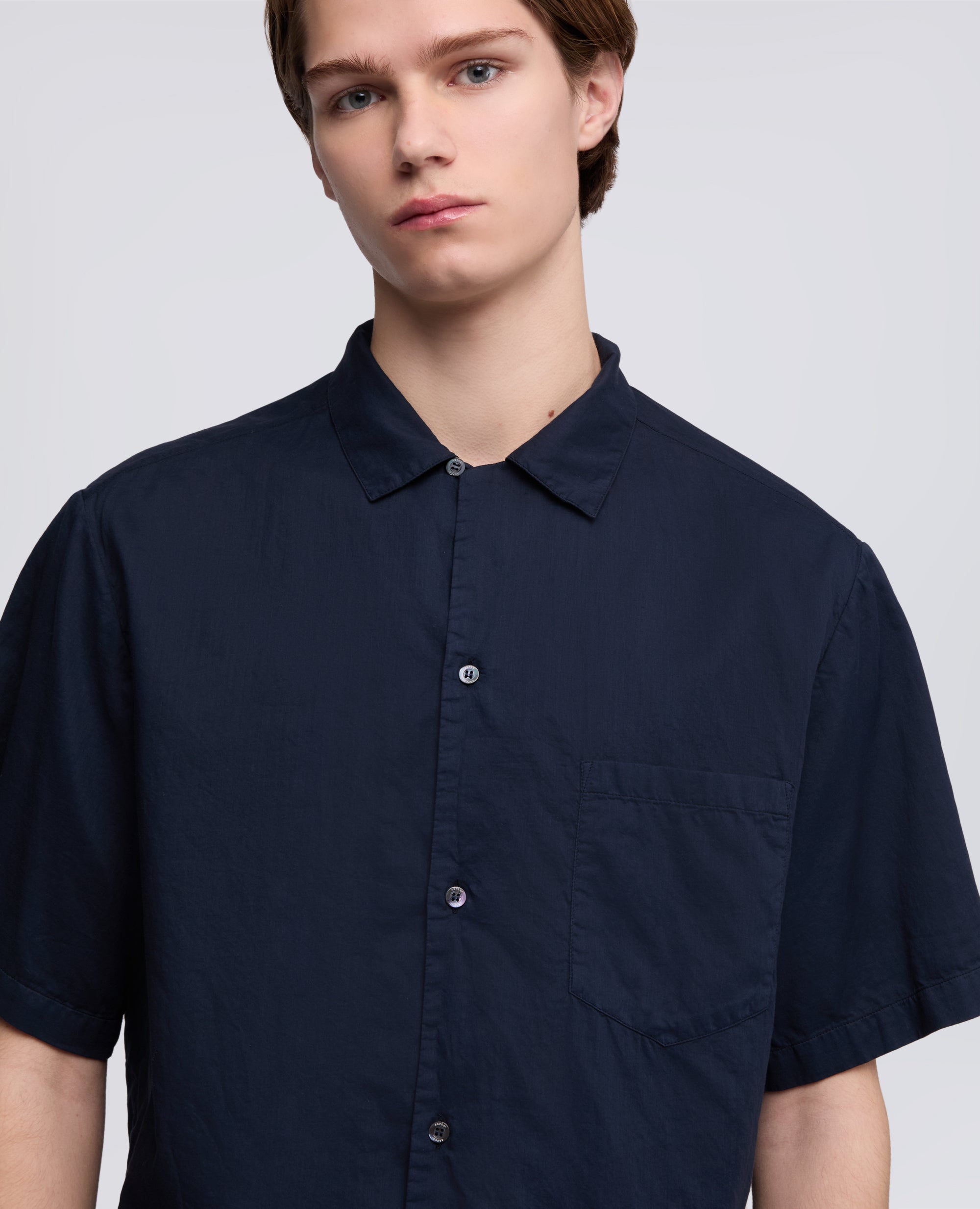 CAMICIA BOWLING IN VOILE DI COTONE - BLU - ASPESI