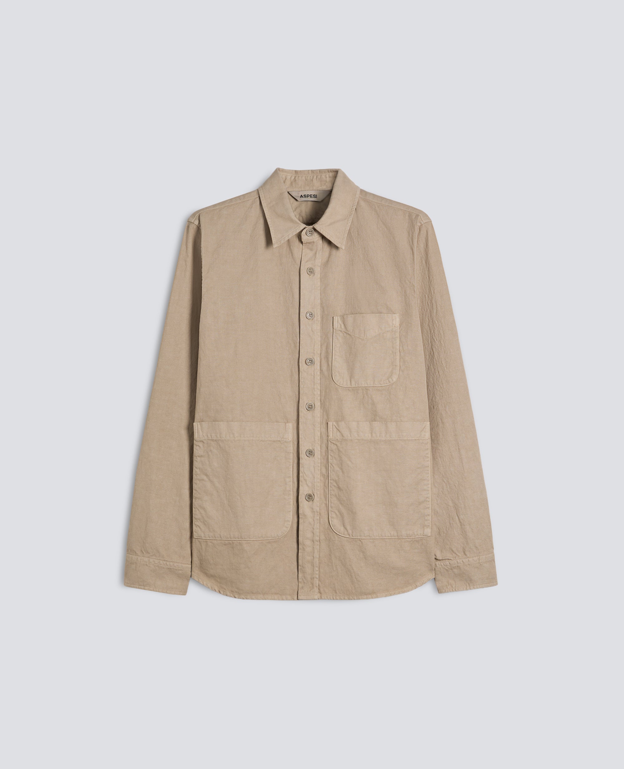 CAMICIA UTILITY IN TELA RUSTICA DI COTONE-LINO - BEIGE - ASPESI