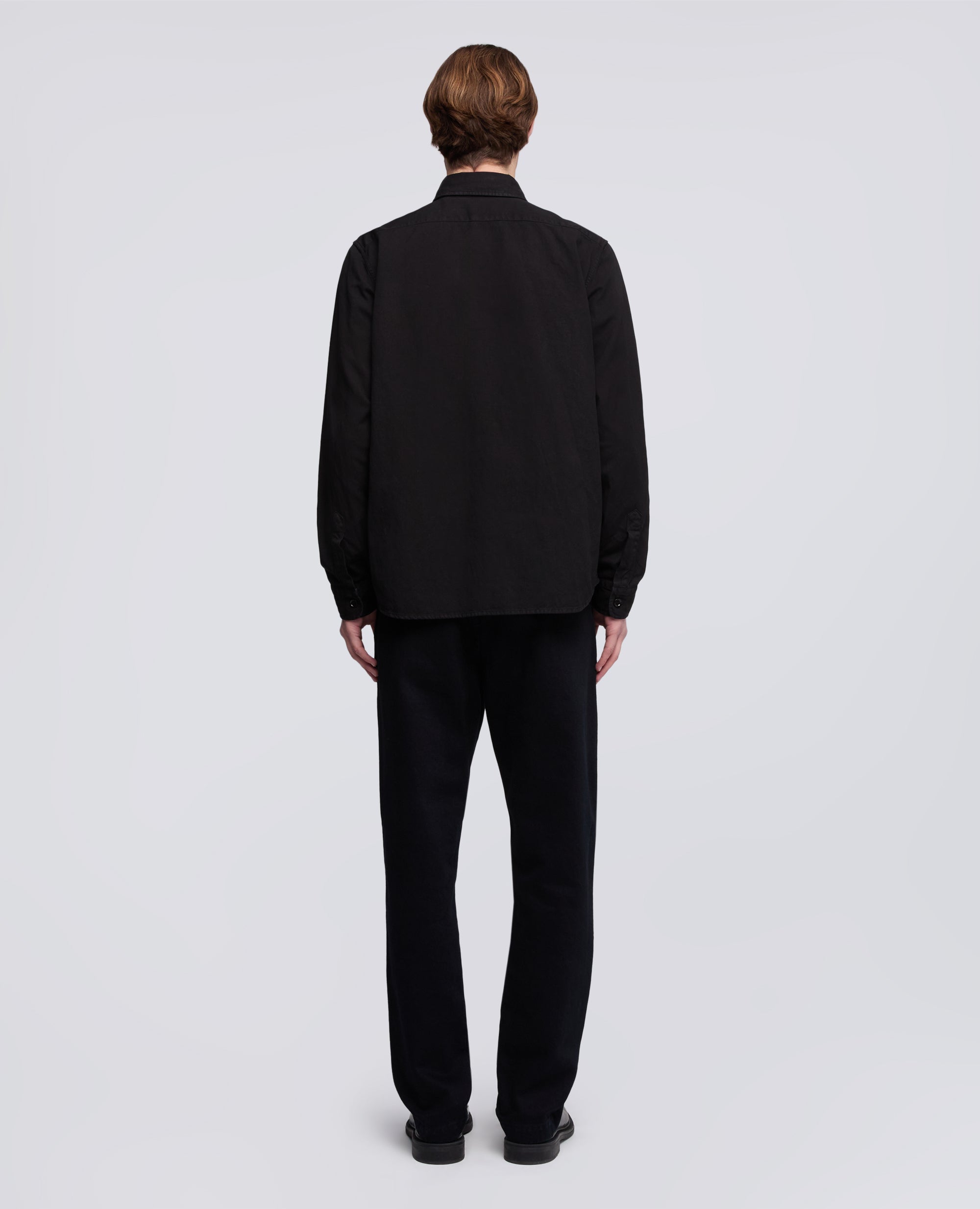 CAMICIA UTILITY IN TELA RUSTICA DI COTONE-LINO - NERO - ASPESI