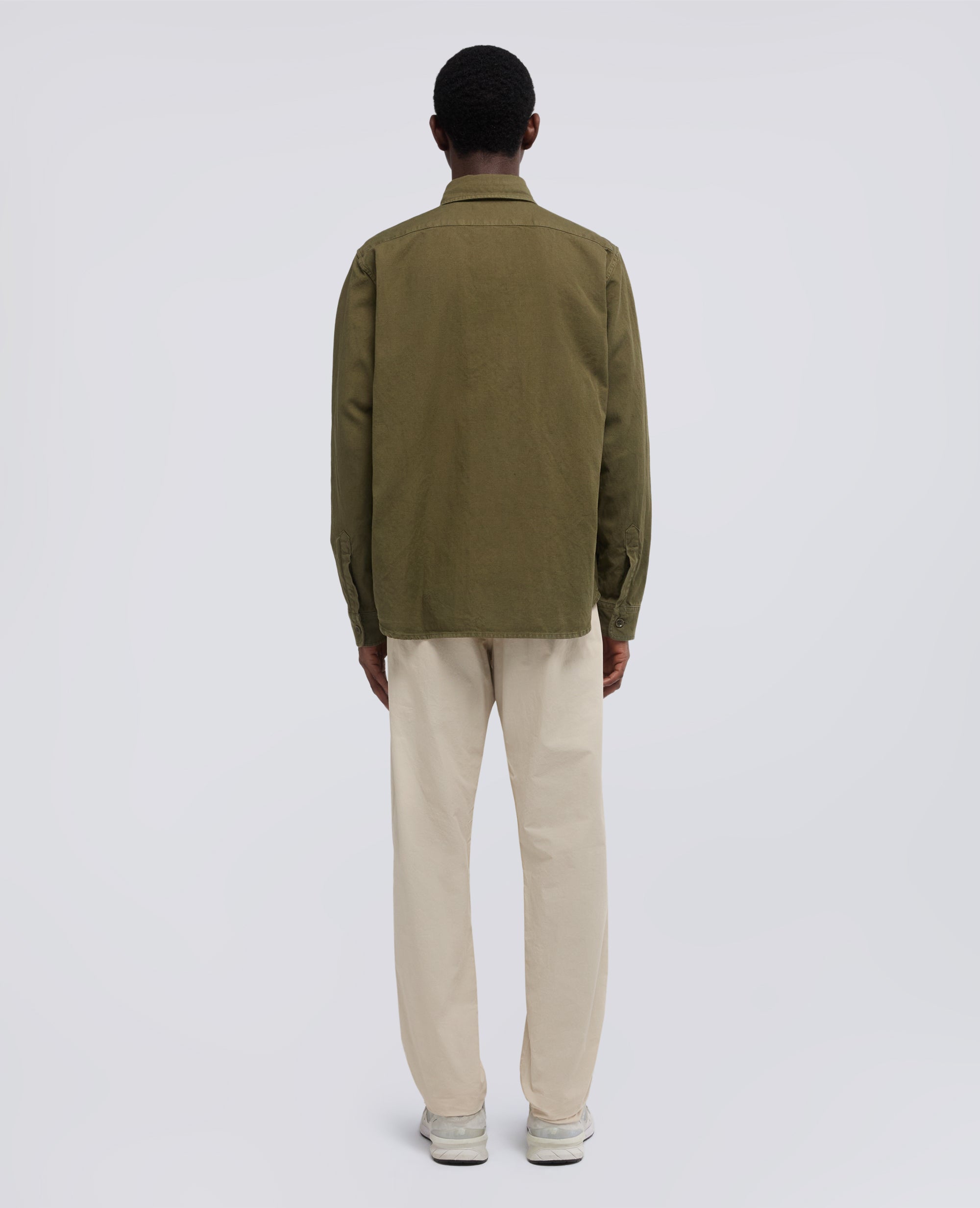 CAMICIA UTILITY IN TELA RUSTICA DI COTONE-LINO - VERDE - ASPESI
