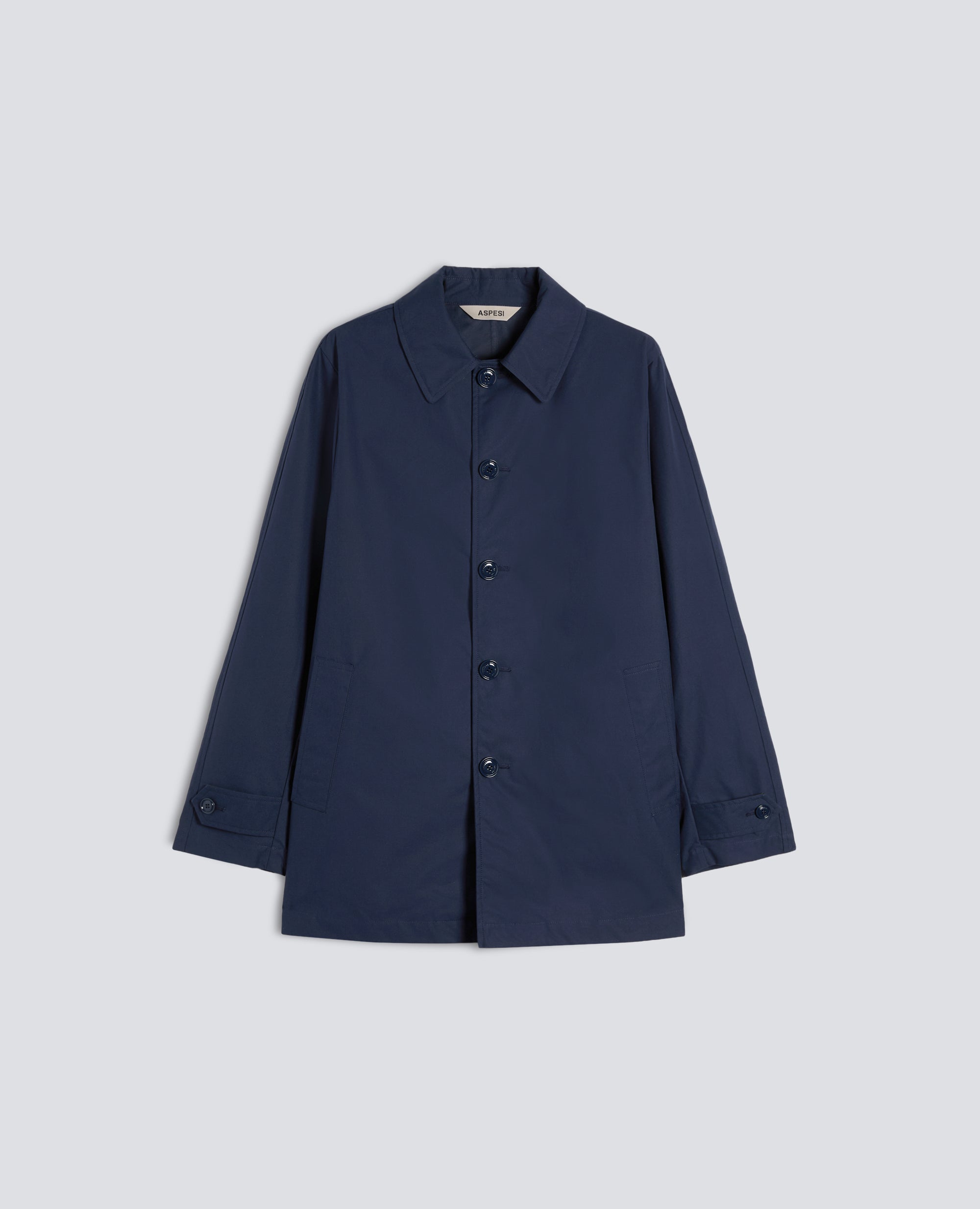 IMPERMEABILE IN COTONE DRY WAX - BLU - ASPESI