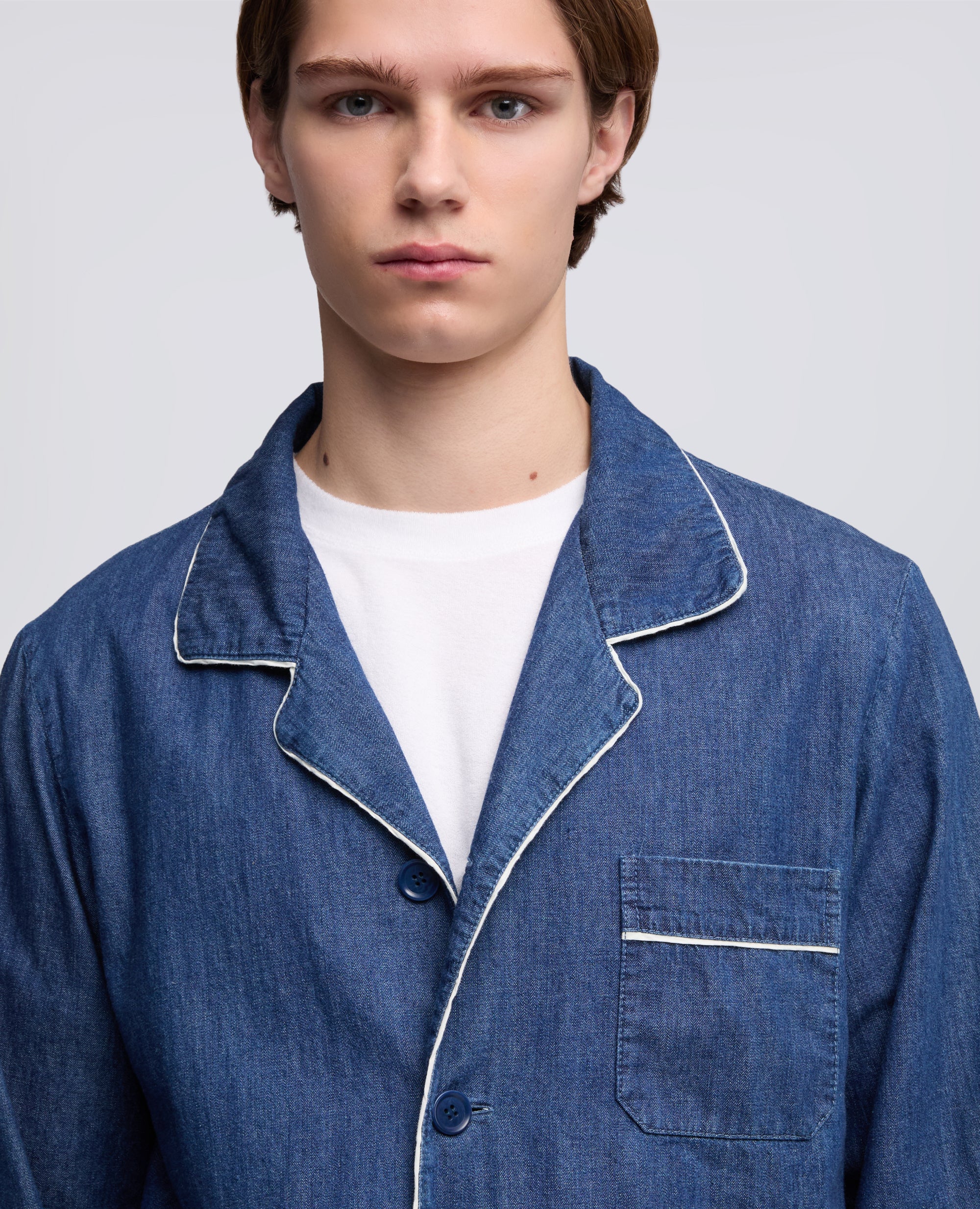 GIACCA PIAGIAMA IN DENIM DI COTONE LEGGERO - BLU - ASPESI