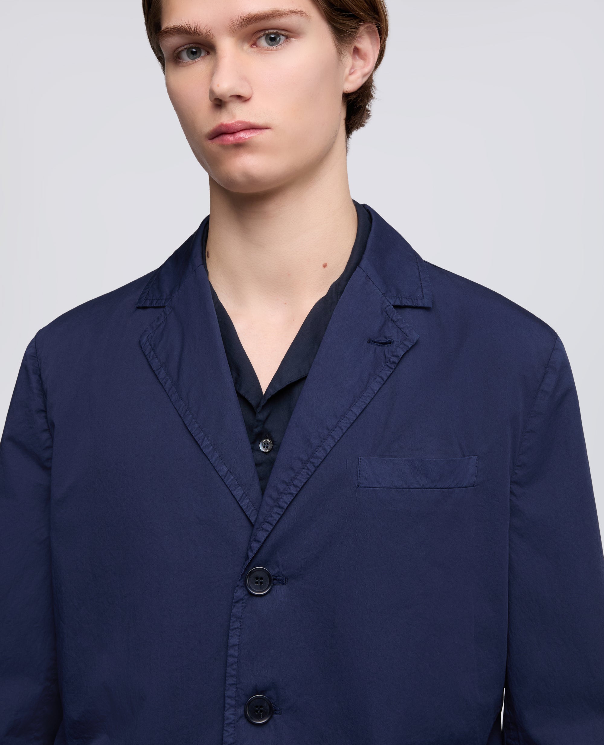 BLAZER IN MICRO TWILL DI COTONE TINTO CAPO - BLU - ASPESI