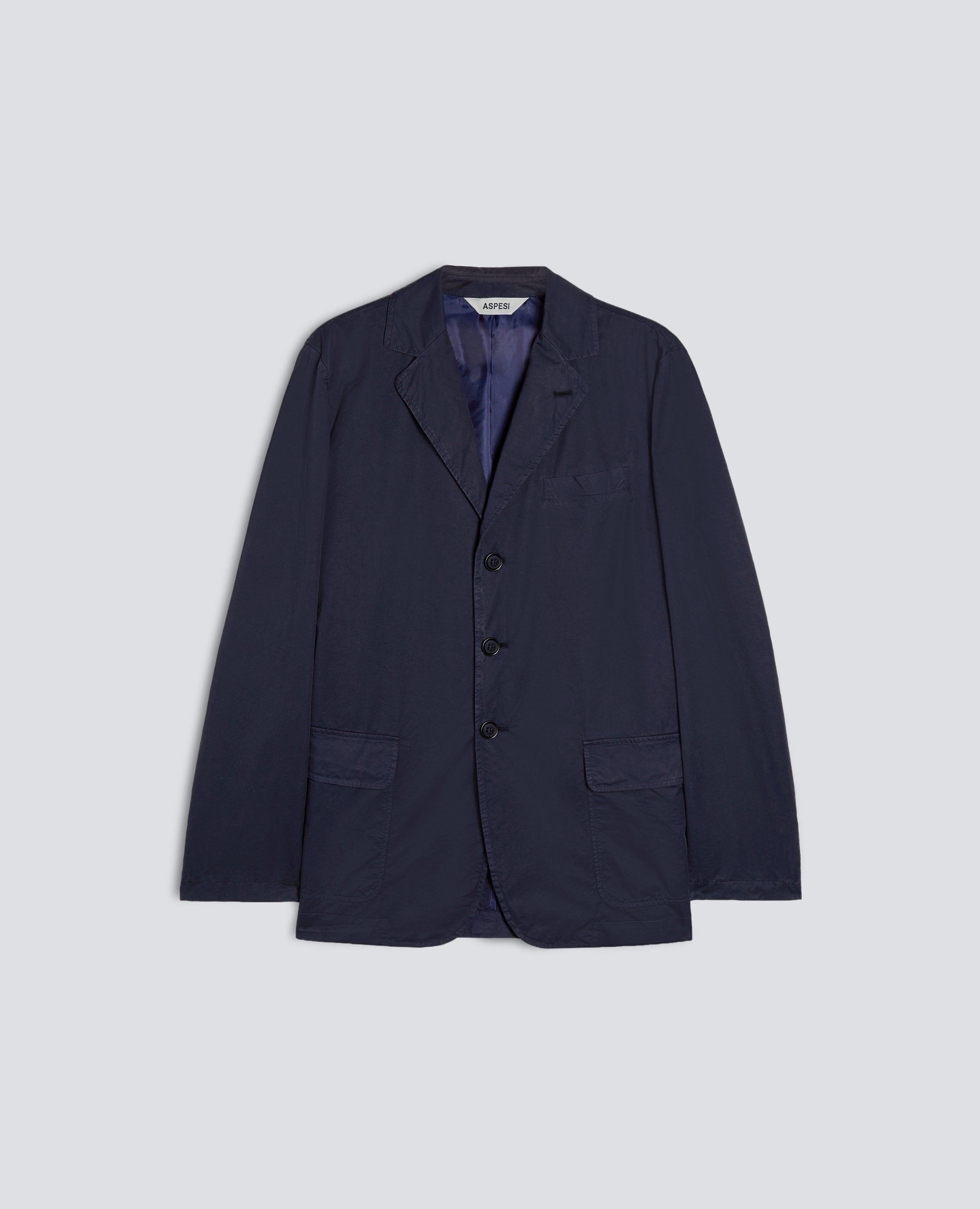 BLAZER IN MICRO TWILL DI COTONE TINTO CAPO - BLU - ASPESI