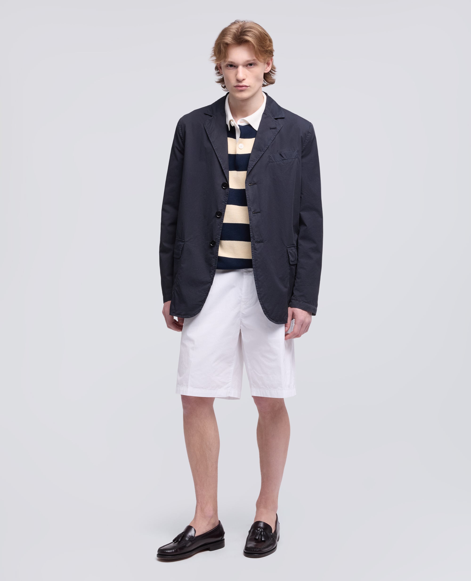 BLAZER IN MICRO TWILL DI COTONE TINTO CAPO - BLU - ASPESI