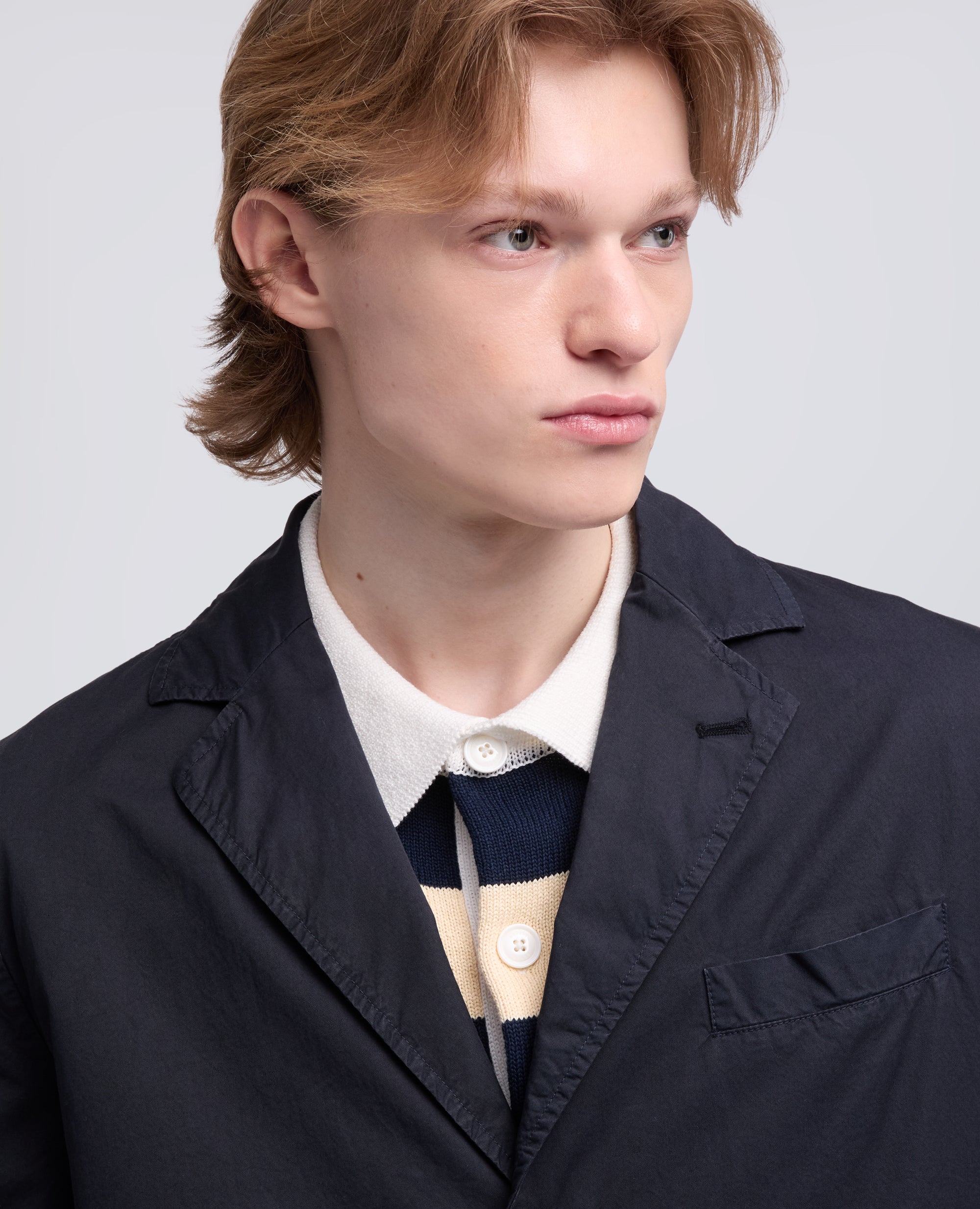 BLAZER IN MICRO TWILL DI COTONE TINTO CAPO - BLU - ASPESI