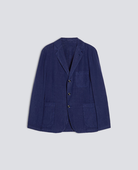 BLAZER SFODERATO IN LINO - BLU - ASPESI