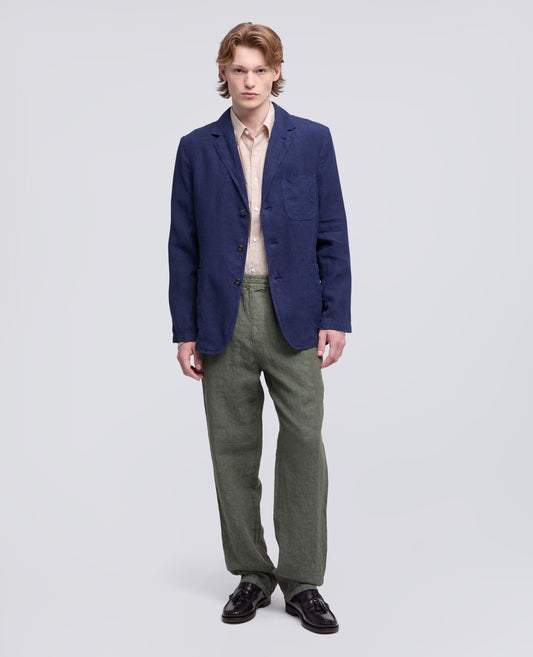 BLAZER SFODERATO IN LINO - BLU - ASPESI