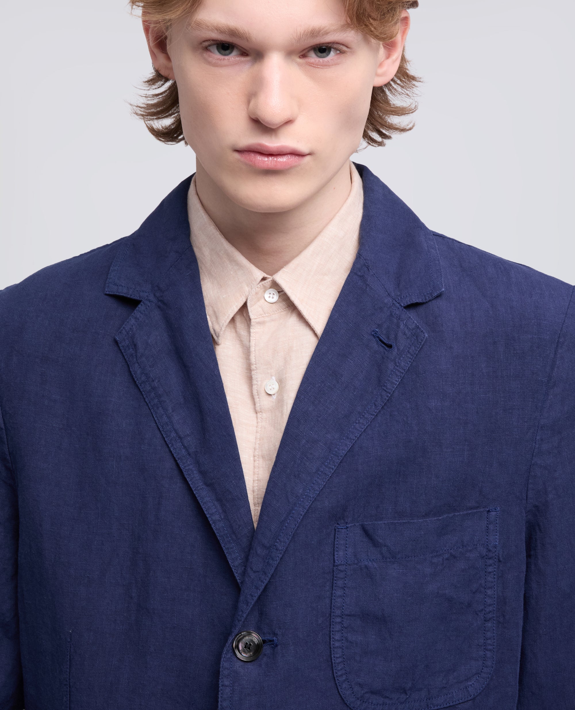 VESTON EN LIN NON DOUBLE - BLU - ASPESI