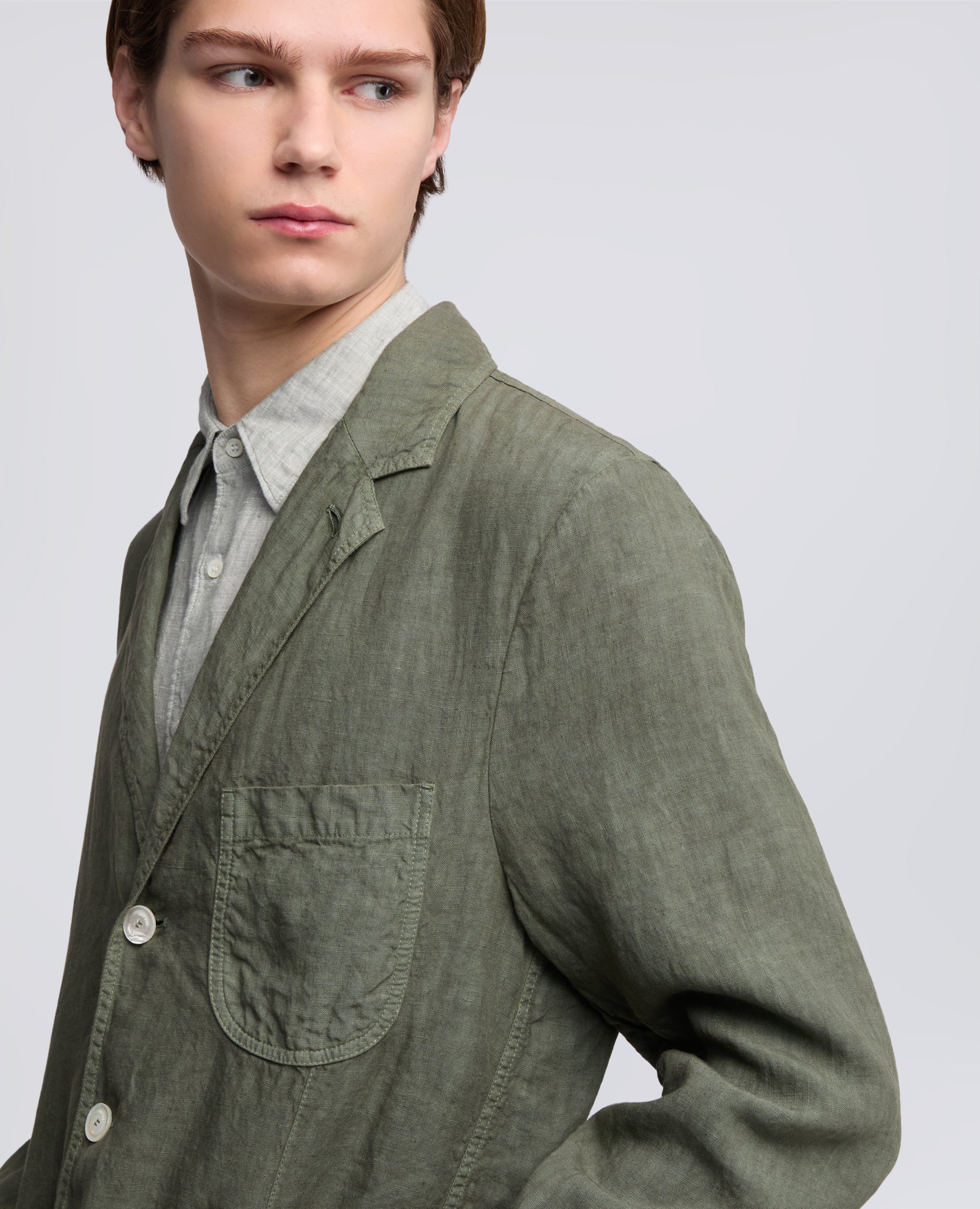 UNGEFUTTERTER LEINENBLAZER - VERDE - ASPESI