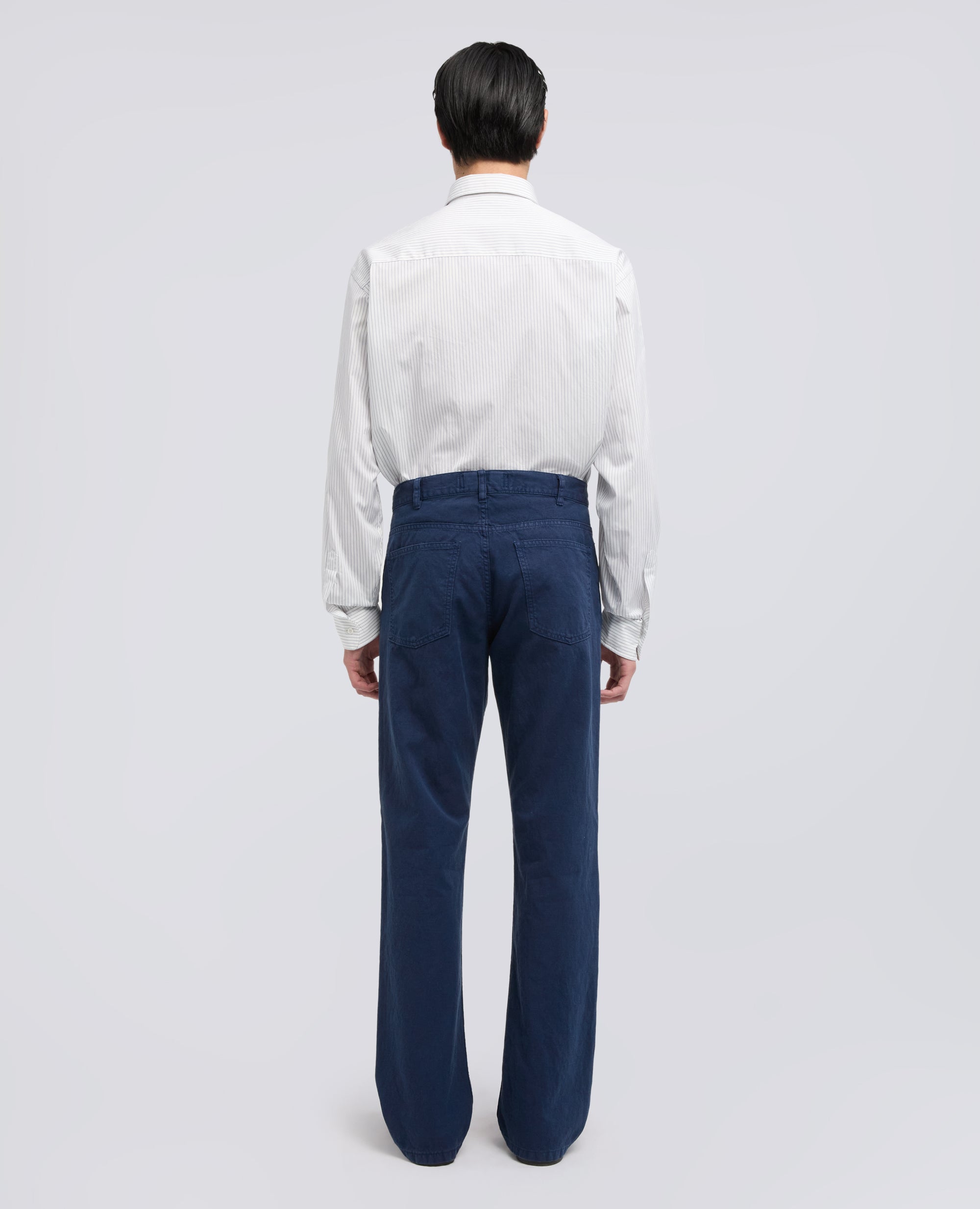 PANTALONE BOOT IN TELA RUSTICA DI COTONE E LINO, TINTO CAPO - BLU - ASPESI