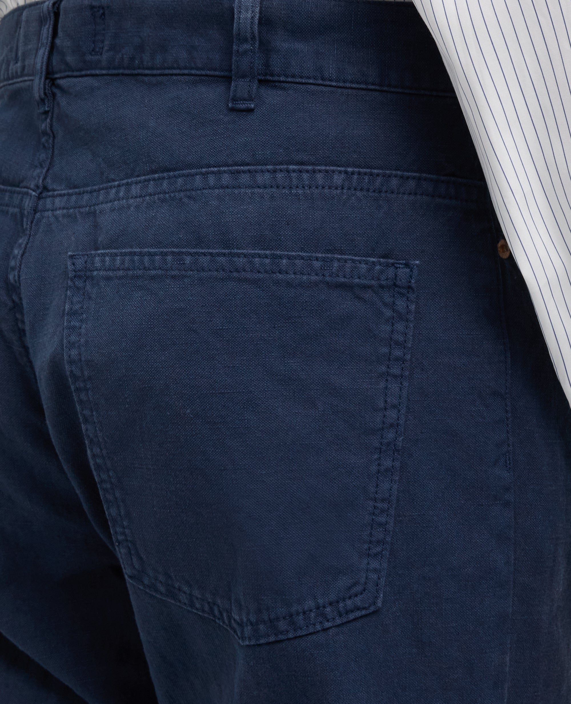 PANTALONE BOOT IN TELA RUSTICA DI COTONE E LINO, TINTO CAPO - BLU - ASPESI