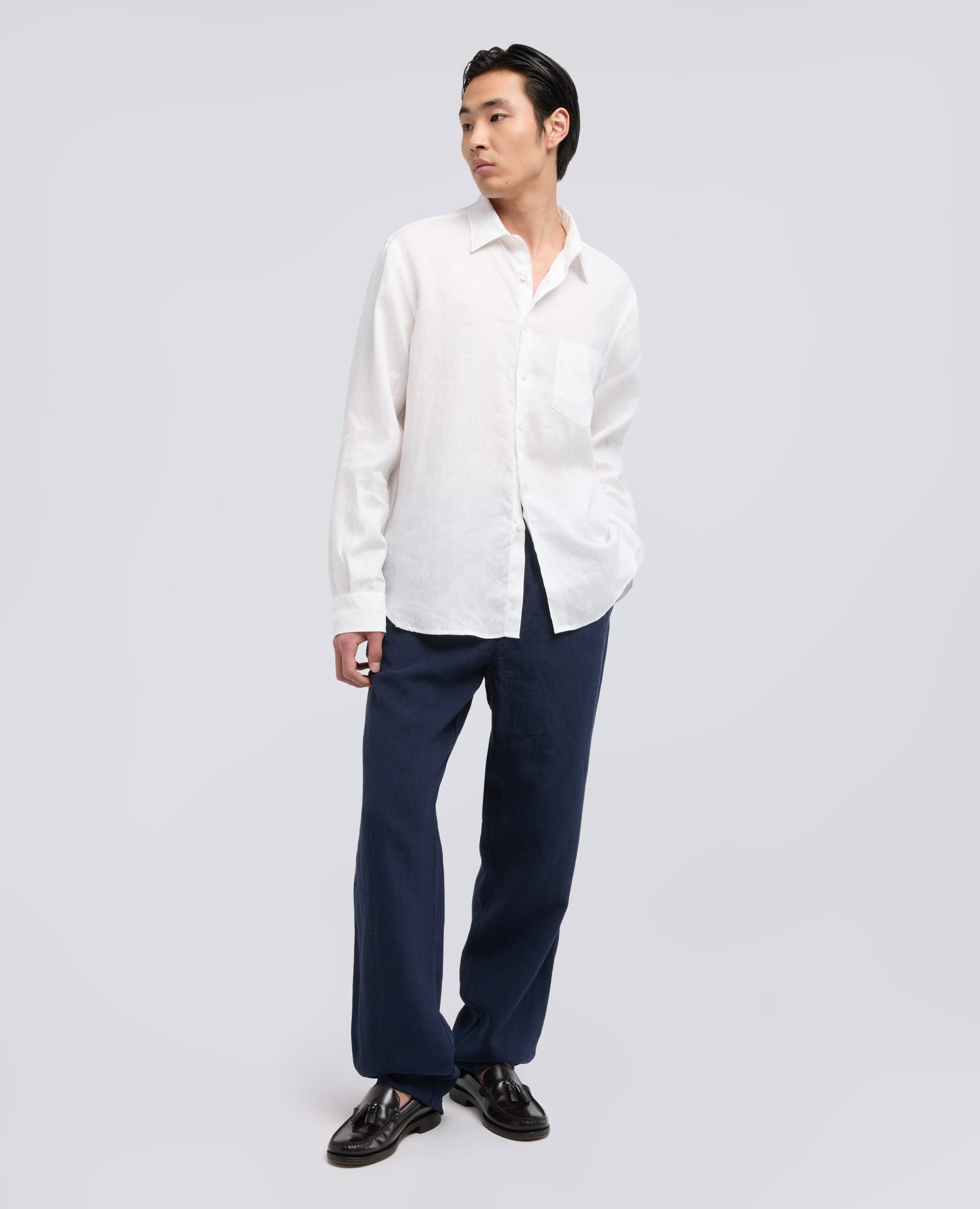PANTALONE VENTURA IN TELA DI LINO COMPATTA TINTO CAPO - BLU - ASPESI