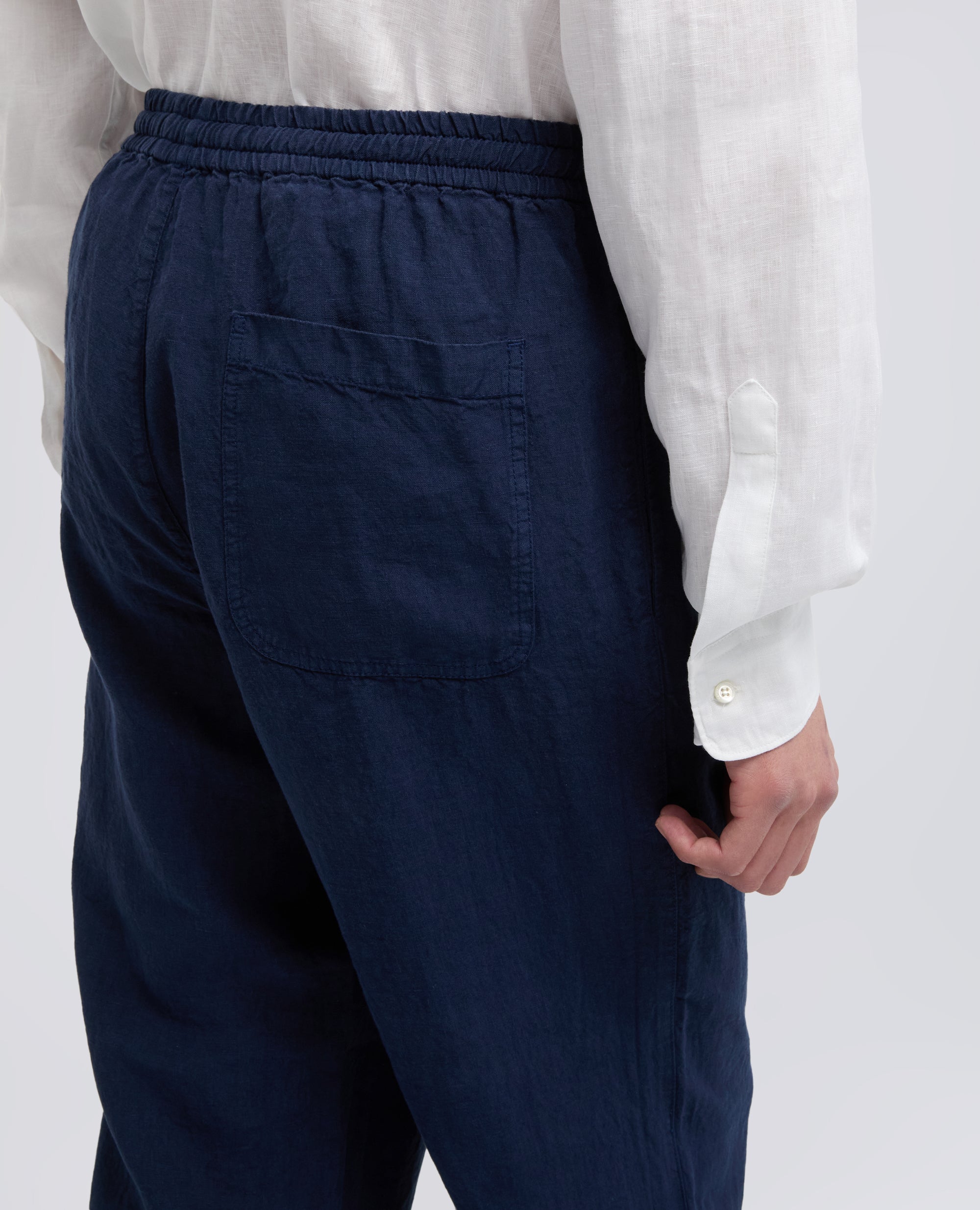 PANTALONE VENTURA IN TELA DI LINO COMPATTA TINTO CAPO - BLU - ASPESI