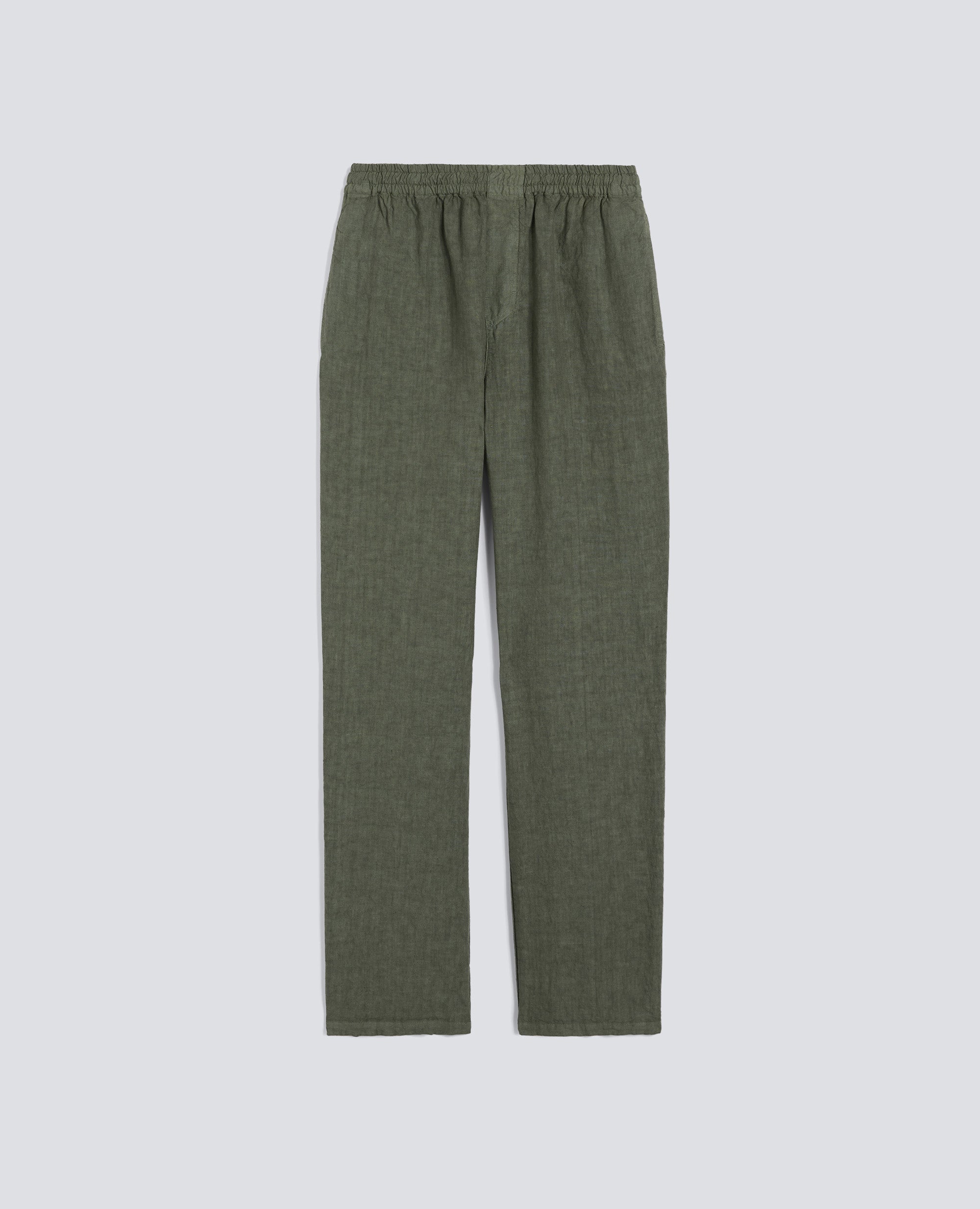 PANTALONE VENTURA IN TELA DI LINO COMPATTA TINTO CAPO - VERDE - ASPESI