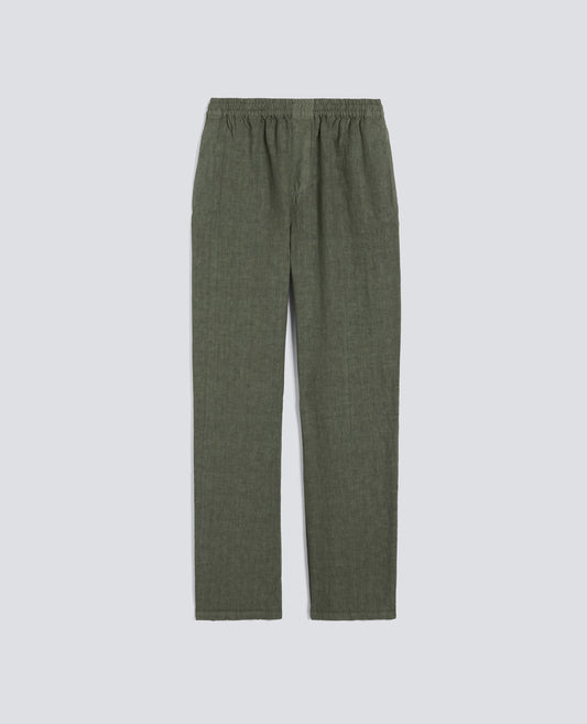 PANTALONE VENTURA IN TELA DI LINO COMPATTA TINTO CAPO - VERDE - ASPESI