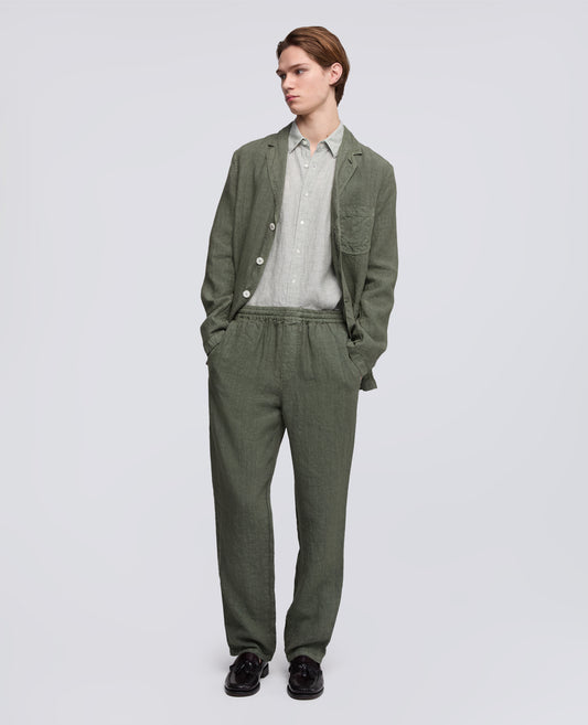 PANTALONE VENTURA IN TELA DI LINO COMPATTA TINTO CAPO - VERDE - ASPESI