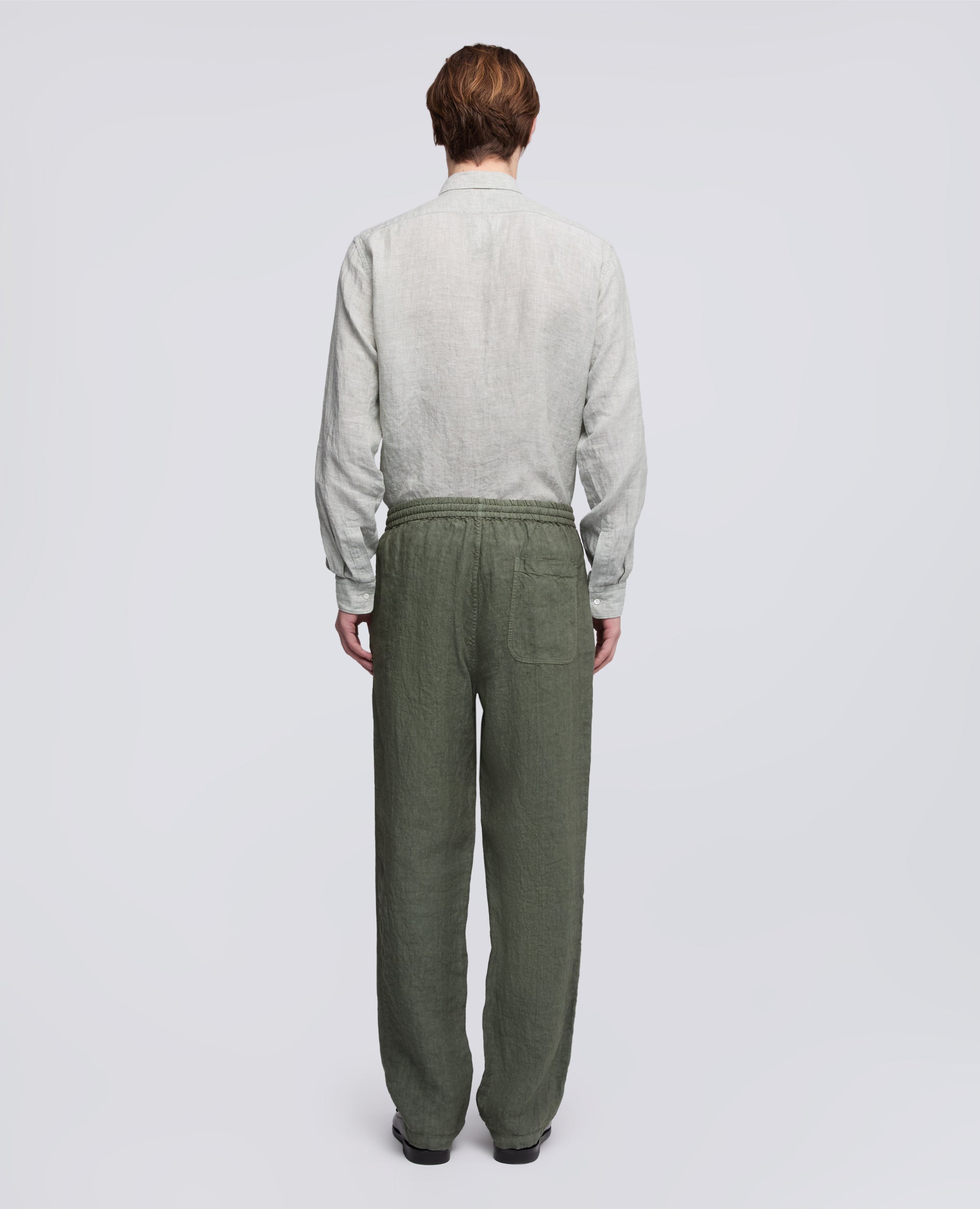 PANTALONE VENTURA IN TELA DI LINO COMPATTA TINTO CAPO - VERDE - ASPESI