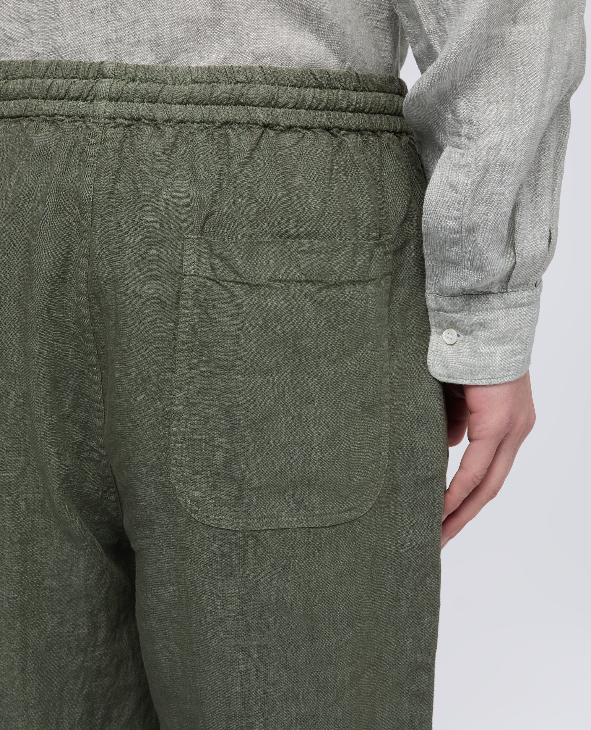PANTALONE VENTURA IN TELA DI LINO COMPATTA TINTO CAPO - VERDE - ASPESI